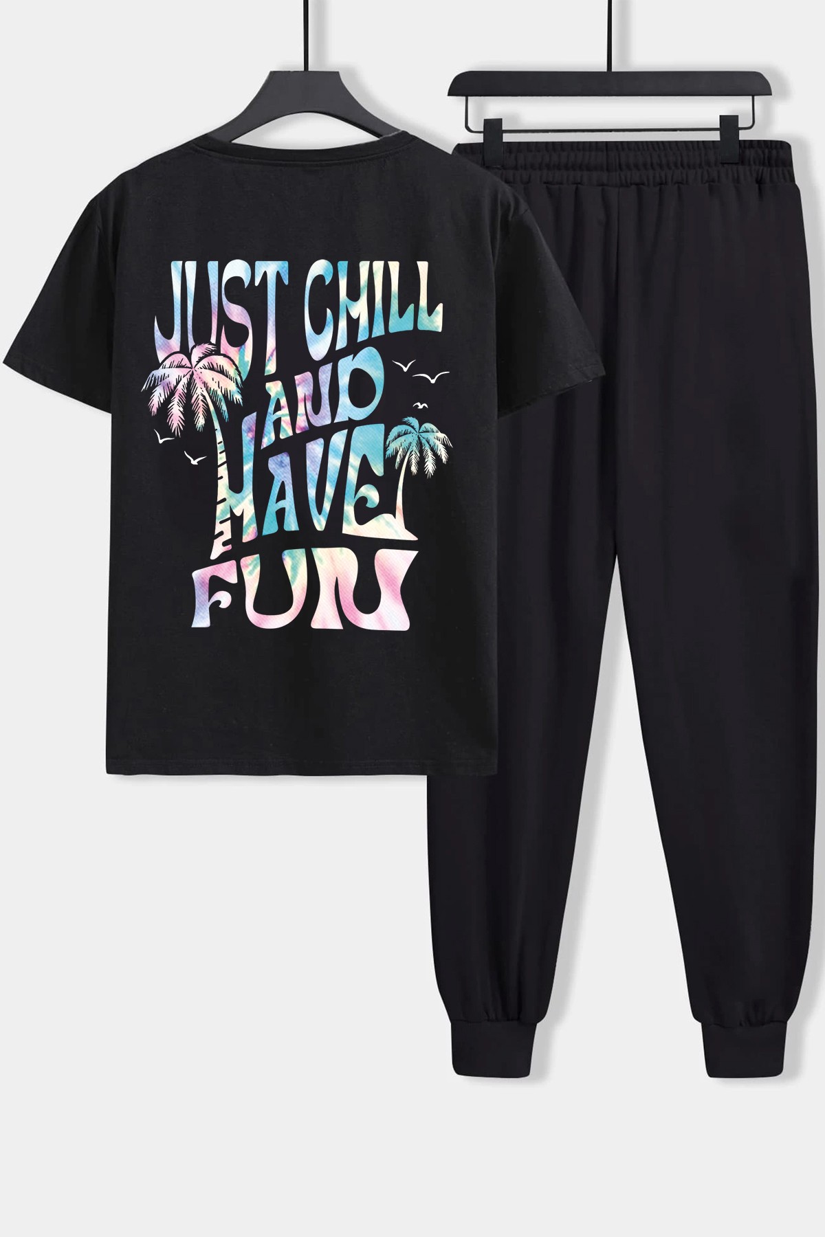 Unisex just chill and have fun Baskılı 2'li Eşofman Takımı