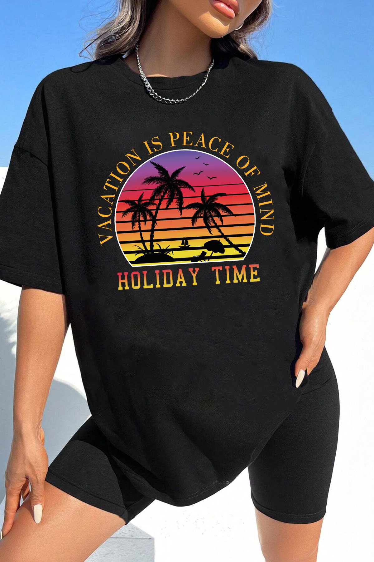 Unisex Holiday Time Tasarım Tshirt