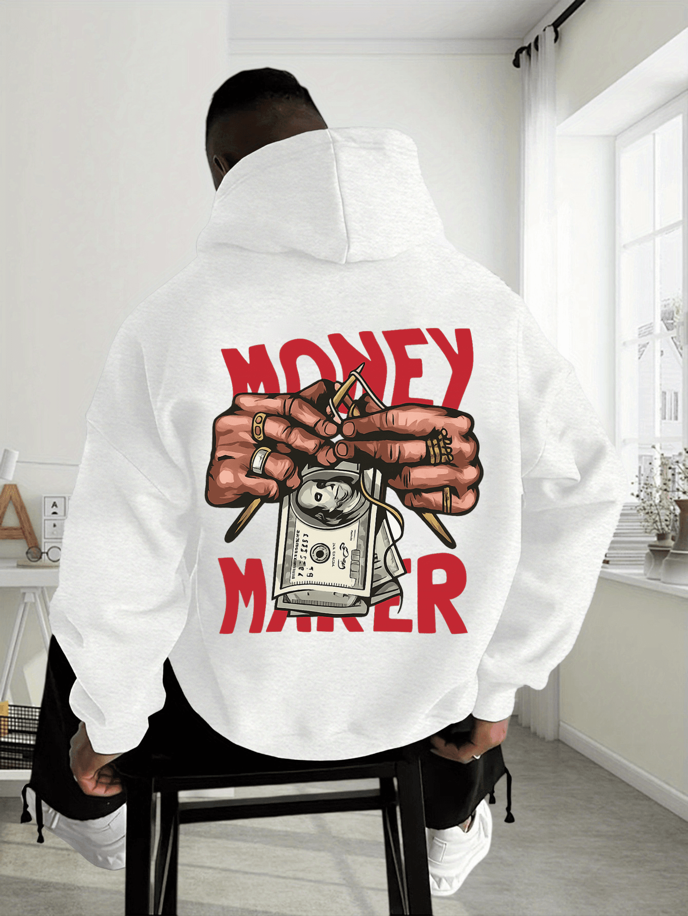 Unisex Money Maker Baskılı Tasarım Oversize Sweatshirt
