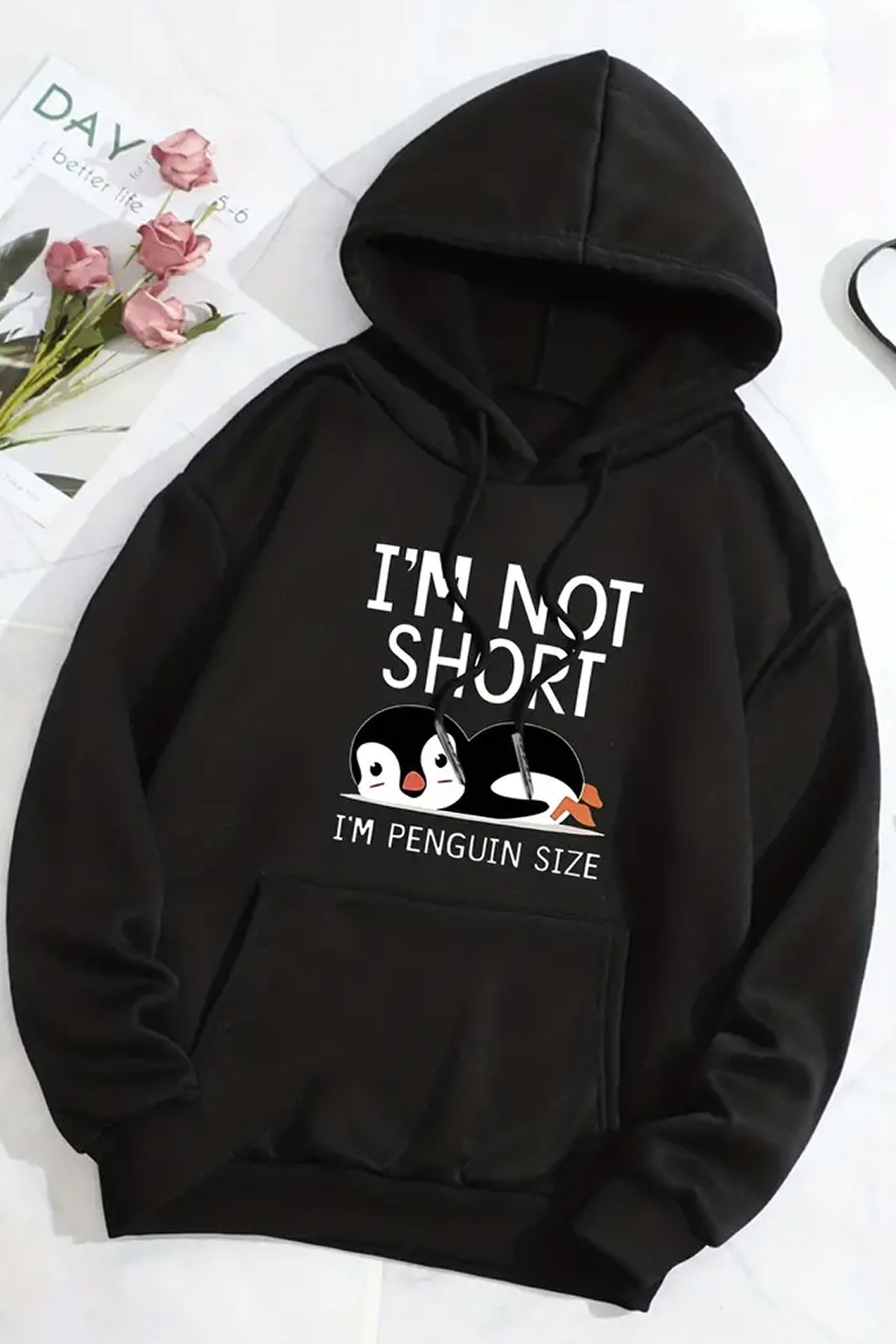 I'm Not Short Baskılı Unisex Oversize Sweatshirt