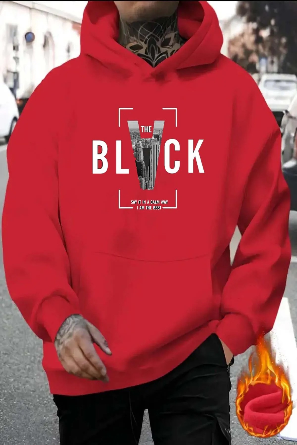 Black Baskılı Pamuklu Oversize Sweatshirt