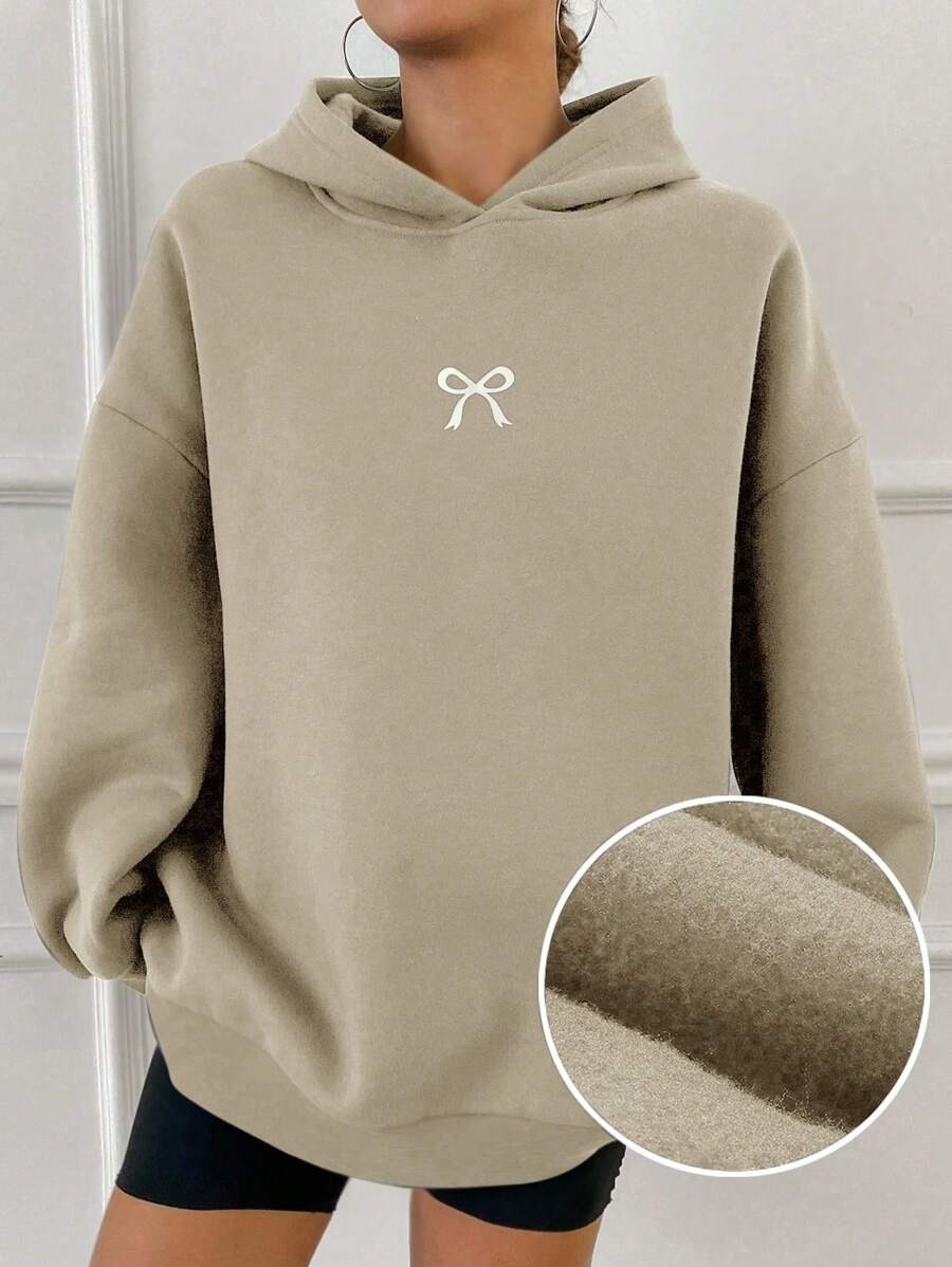 Unisex Minik Kurdele Baskılı Oversize Sweatshirt