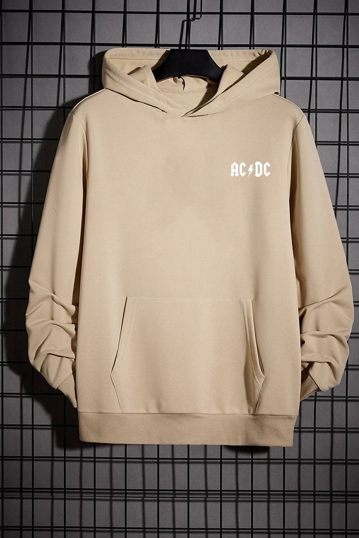Ac Dc Baskılı Kapüşonlu Sweatshirt