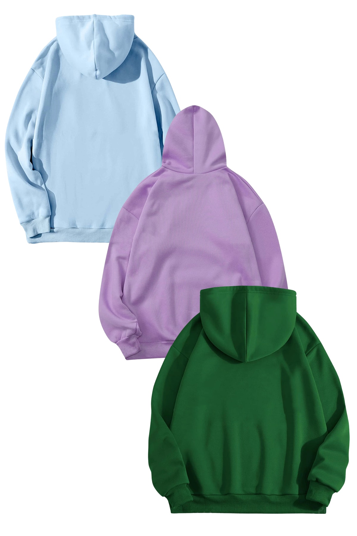 3'lu Paket Baskılı Oversize Sweatshirt
