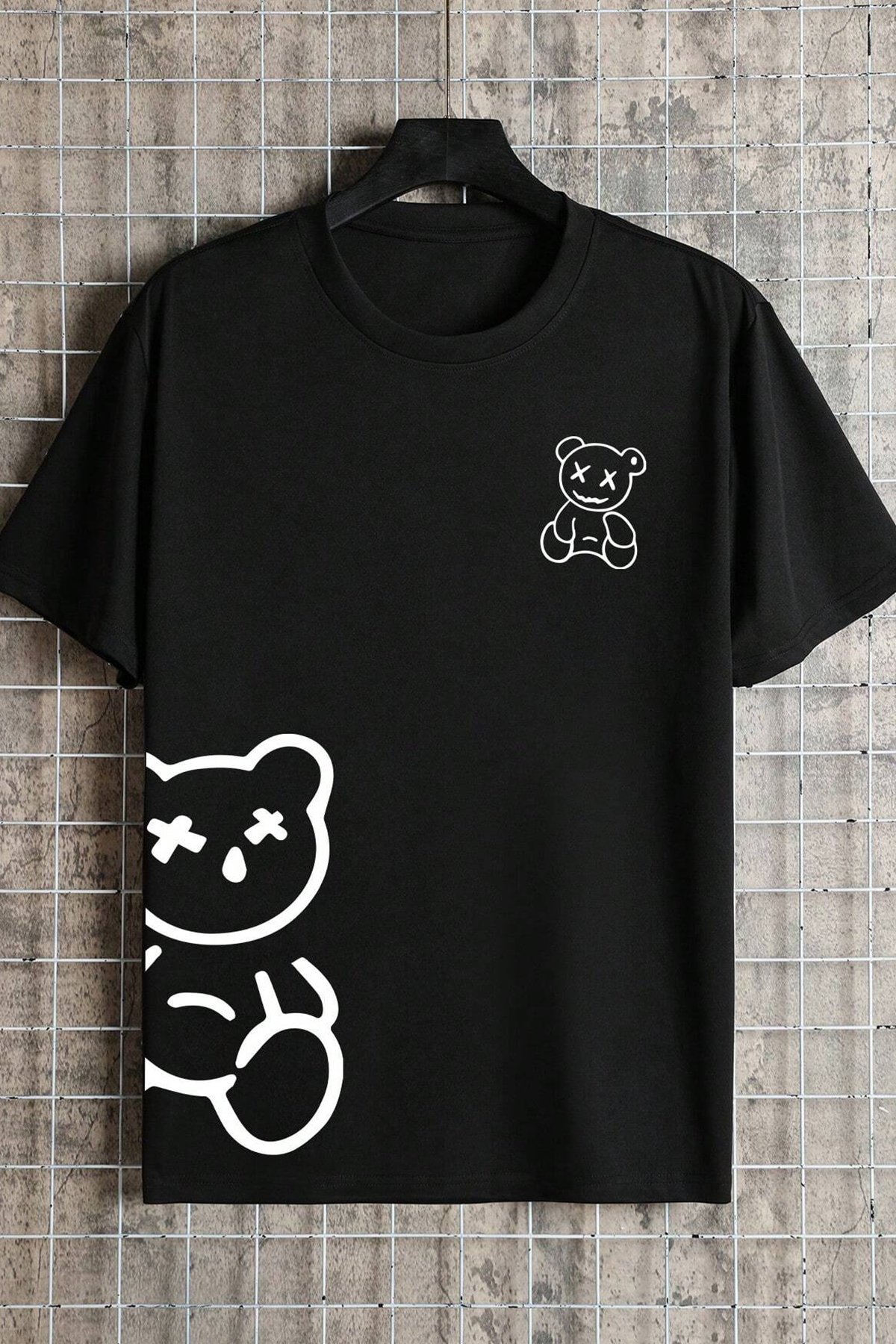 Unisex Draw Bear Baskılı Tasarım Tshirt