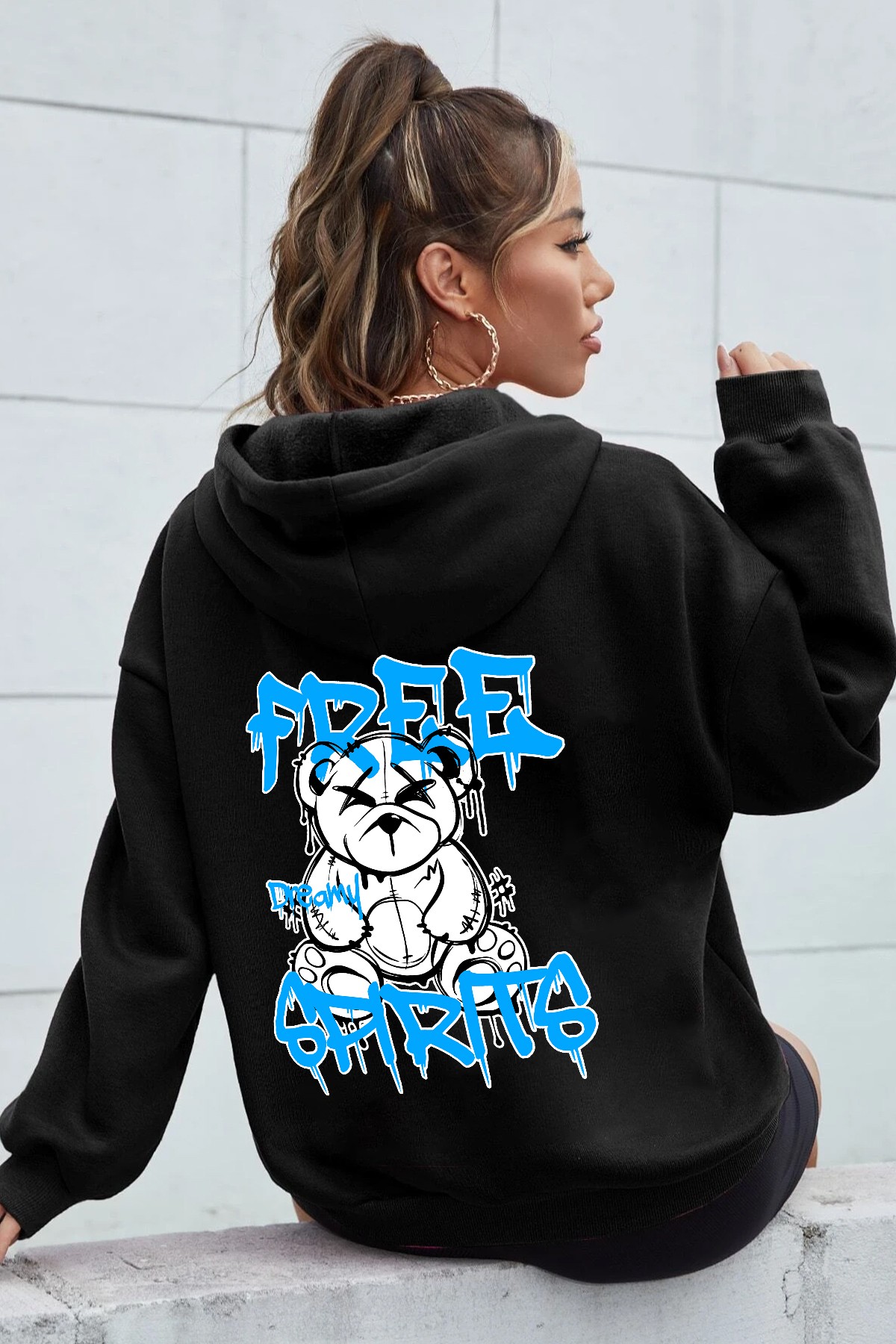 Free Grafiti Sırt Baskılı Sweatshirt