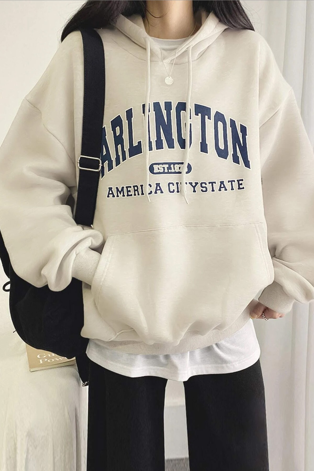 Unisex Arlington Baskılı Oversize Sweatshirt