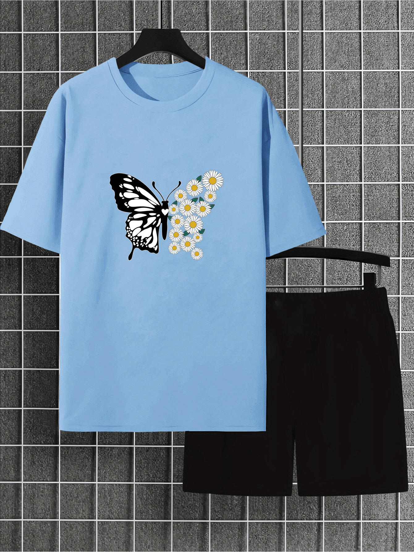 Unisex PAPATYAKELEBEK Tasarım Basklı Tshirt Eşofman Takımı