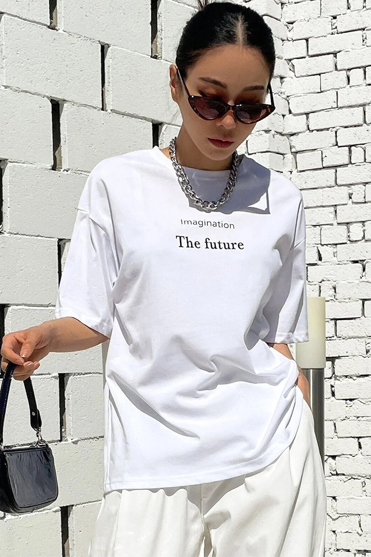 Unisex The Future Baskılı Oversize T-shirt