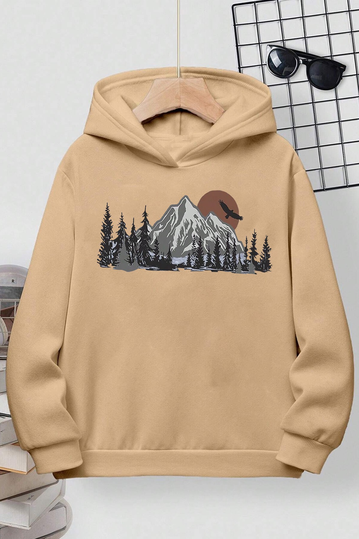 Mountain Baskılı Erkek - Kız Çocuk Rahat Kalıp Sweatshirt