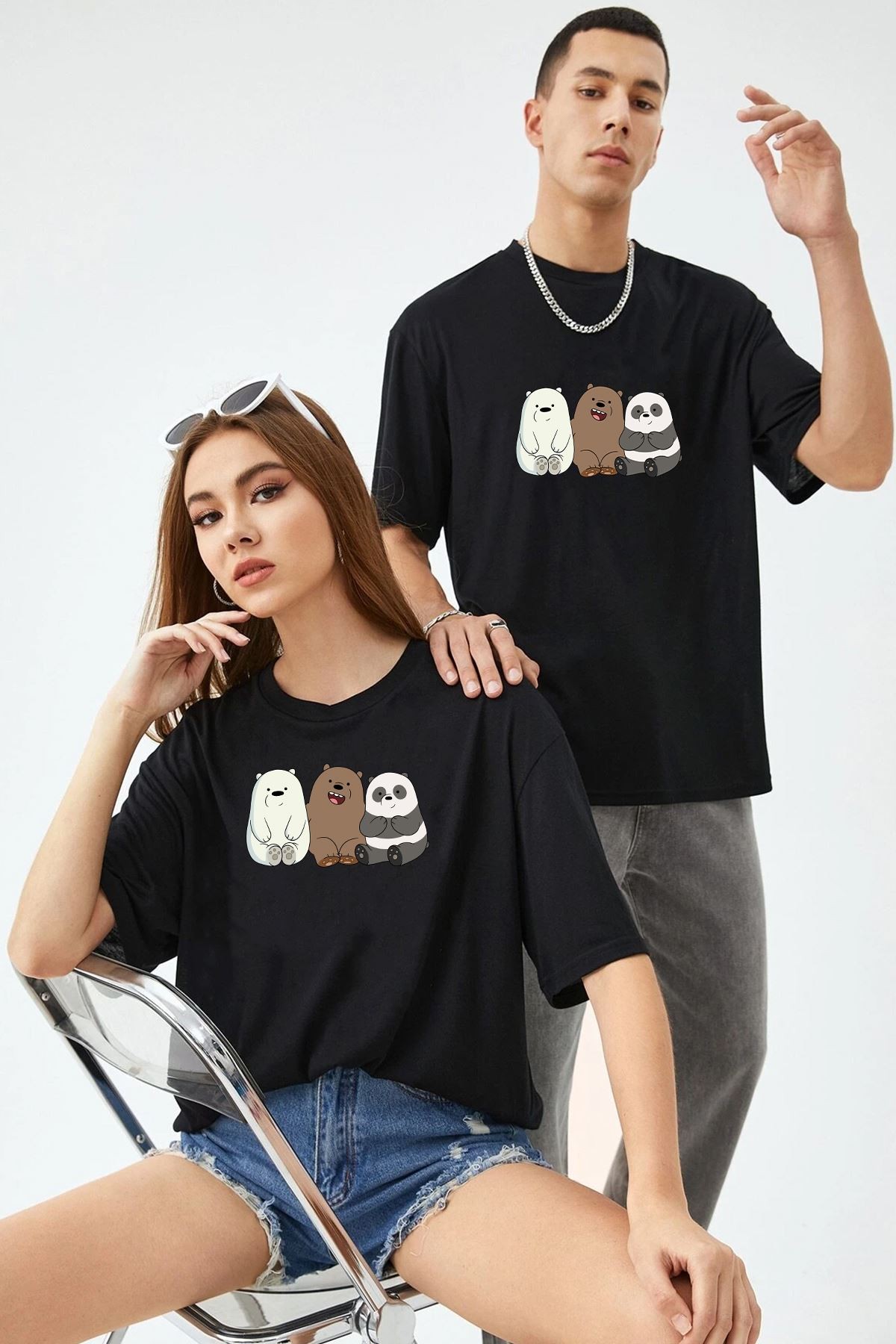 Sevgili Tshirt Çift Kombini Kafadar Ayılar