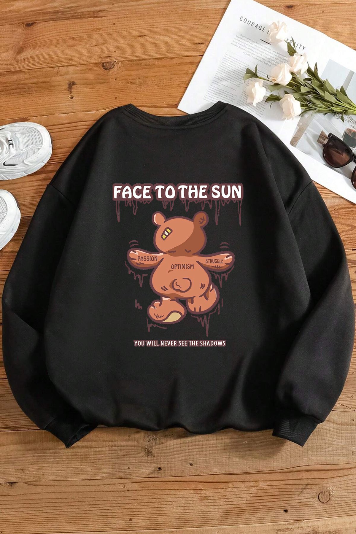 Unisex The Sun Baskılı Bisiklet Yaka Sweatshirt