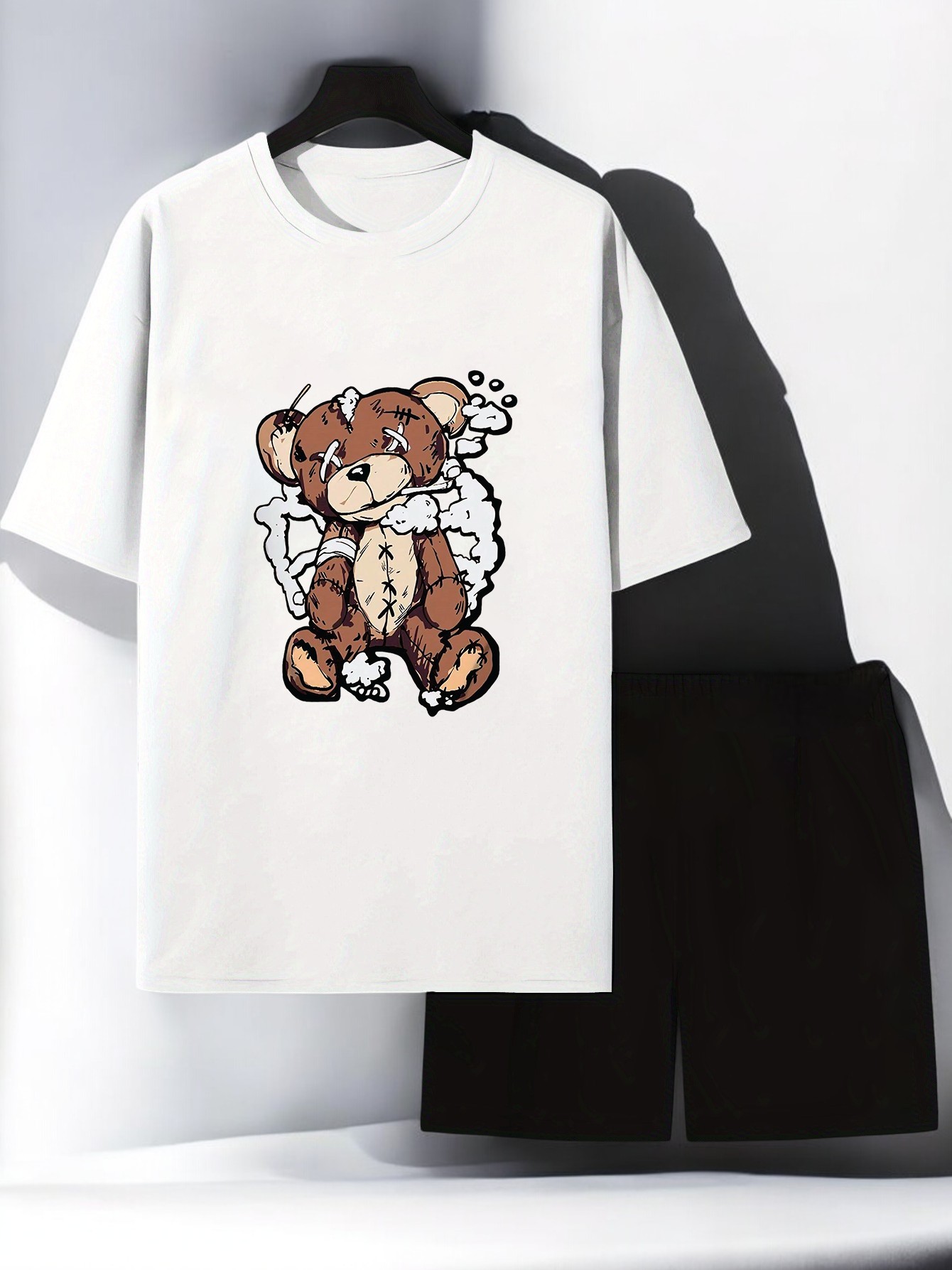 Unisex X Ayı Tasarım Basklı Tshirt Şort Takımı