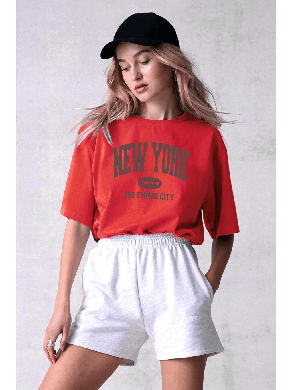 Pamuklu New York Baskılı Oversize T-shirt