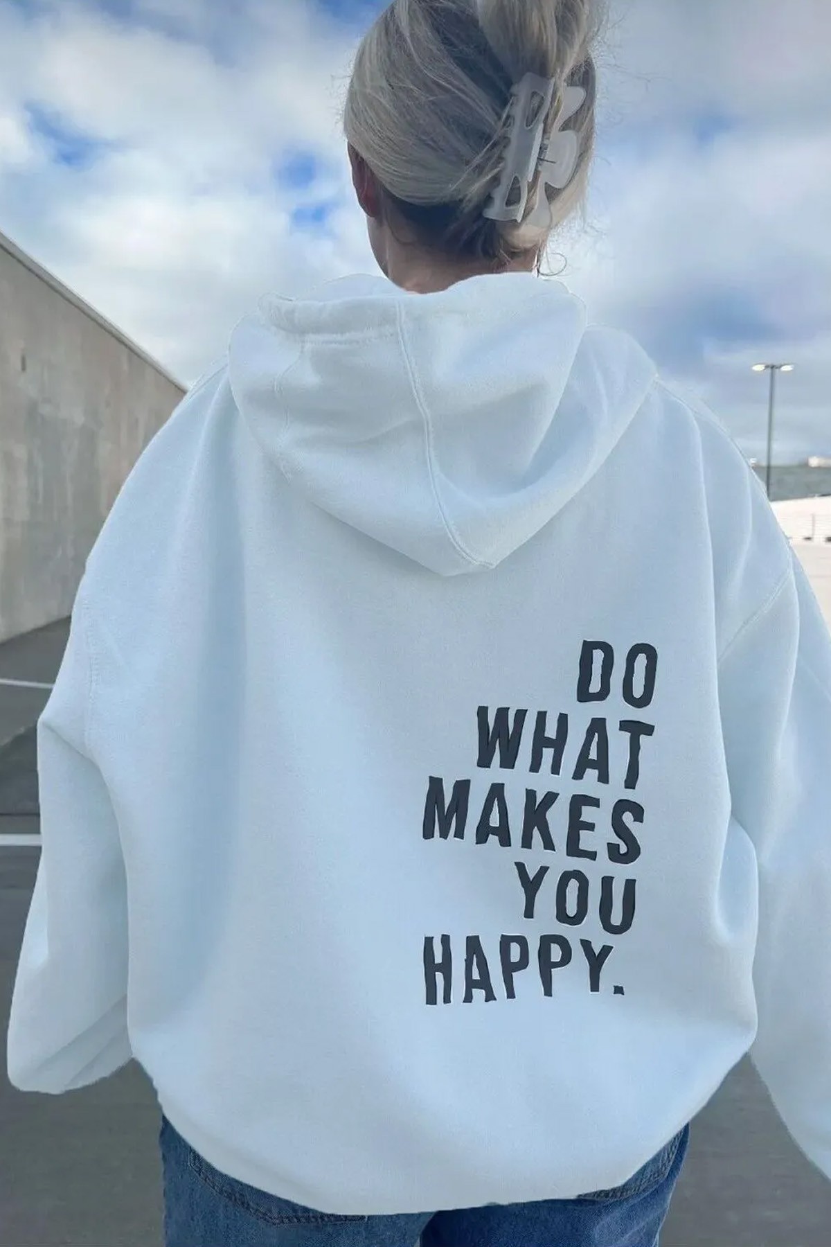 Do What Baskılı Oversize Sweatshirt