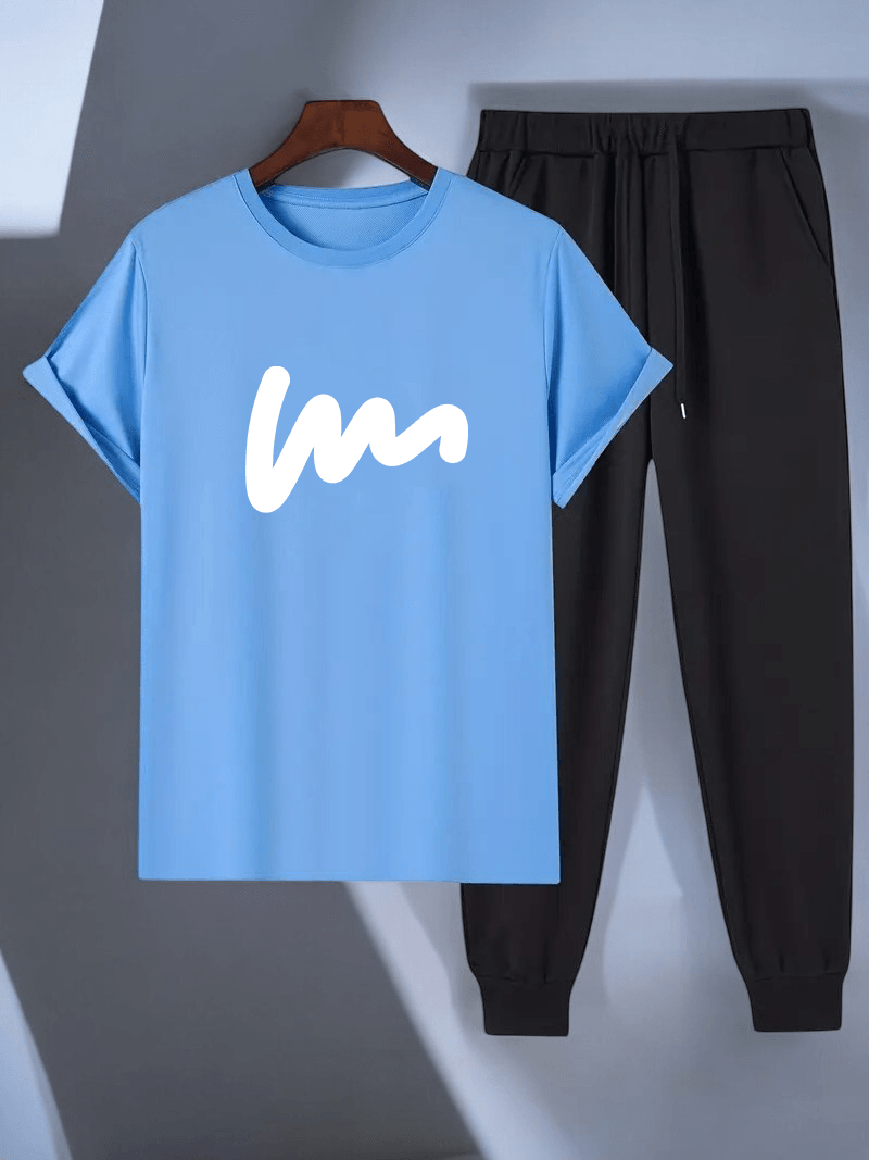 Unisex W Yazı Tasarım Basklı Tshirt Eşofman Takımı