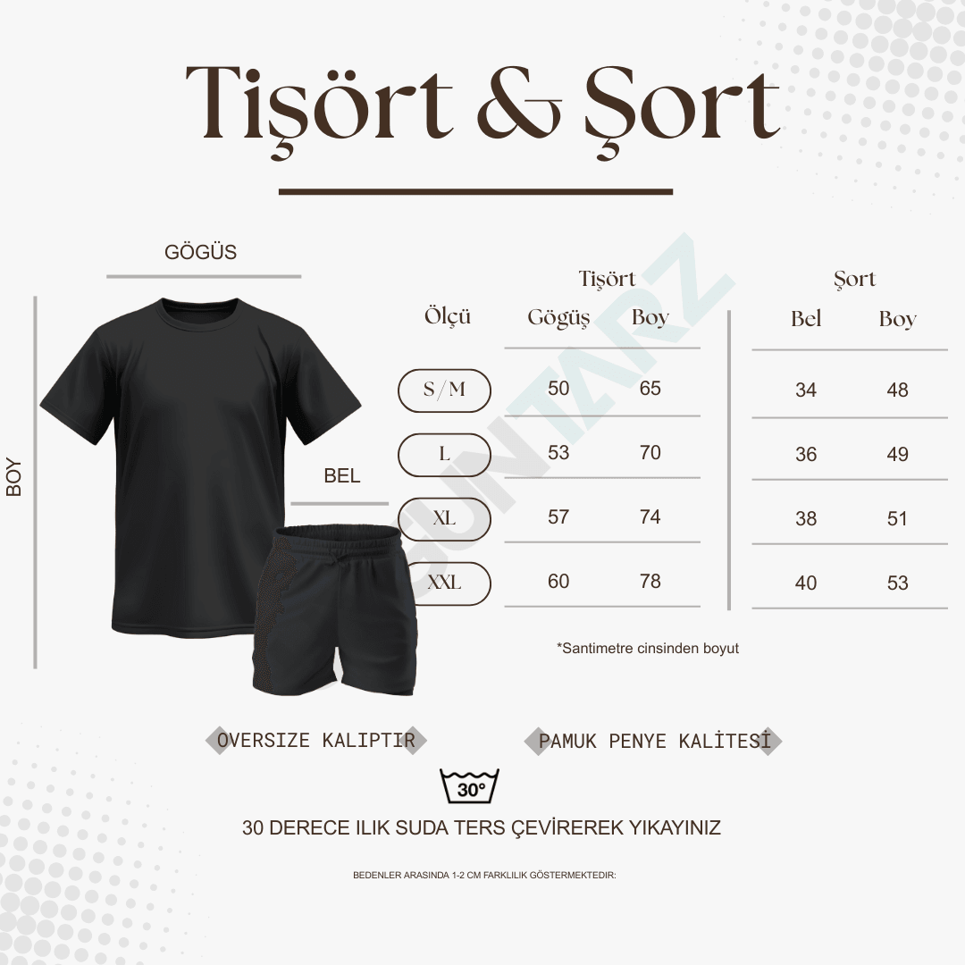 Unisex New York U.S.A Tasarım Basklı Tshirt Şort Takımı