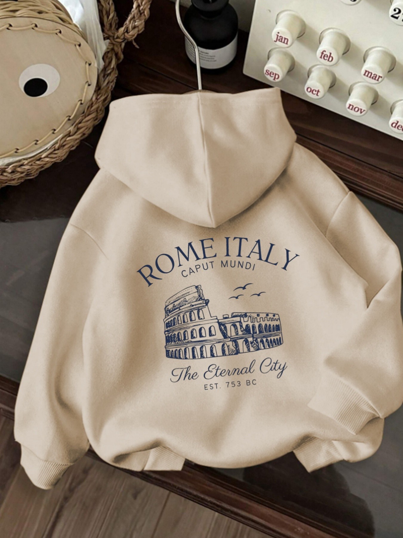 Unisex Rome Italy Baskılı Oversize Sweatshirt