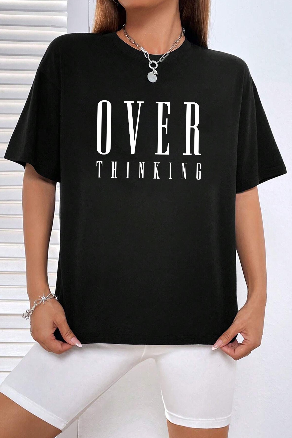 Unisex Over Thinking Baskılı Tasarım Tshirt