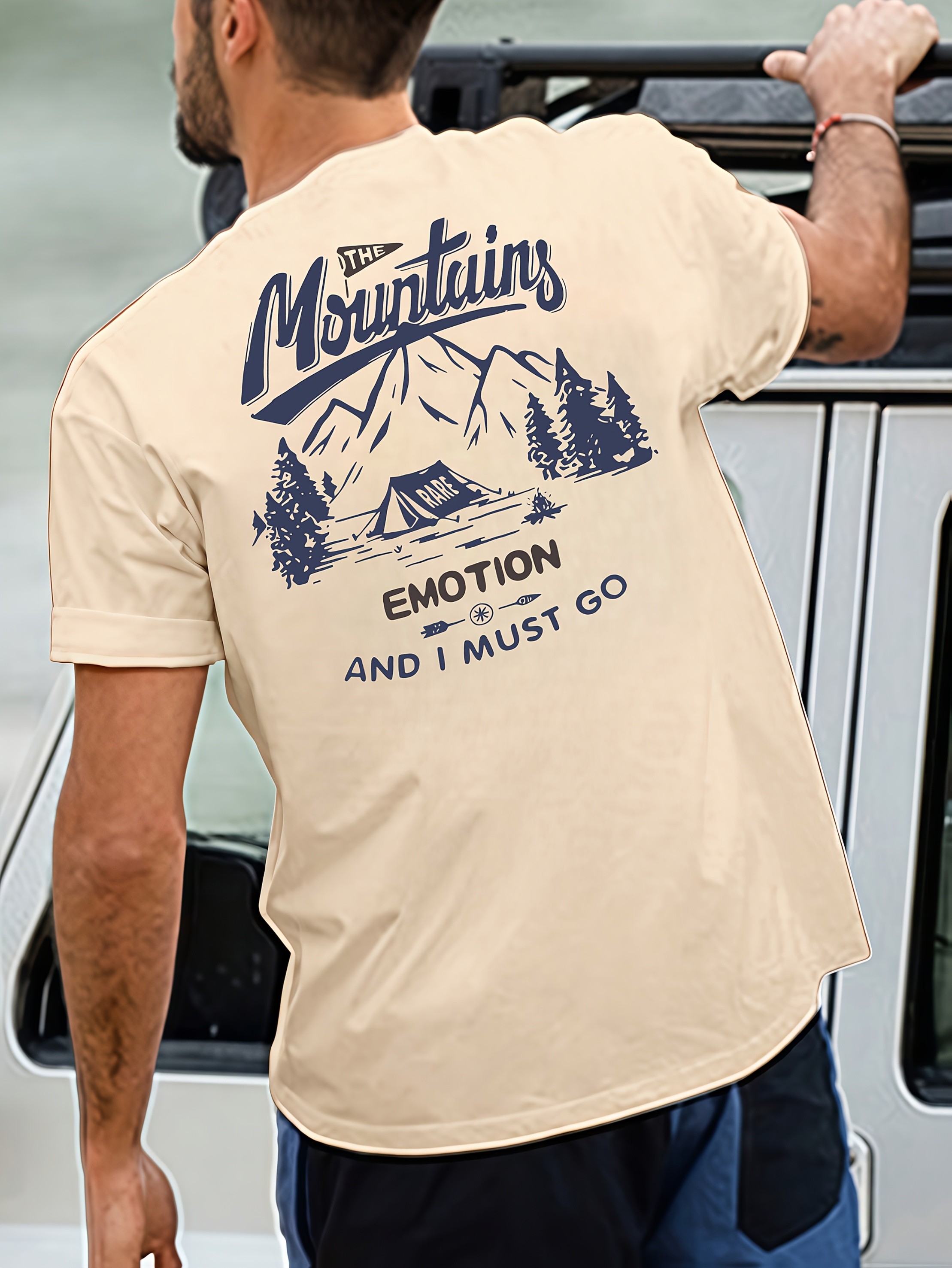 Unisex Mountain Tasarım Basklı Tshirt