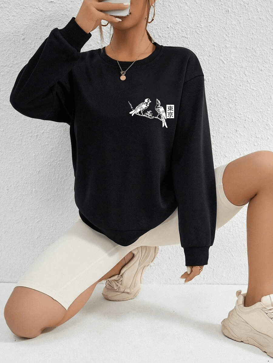 Unisex Tokyo Baskılı Tasarım Oversize Sweatshirt