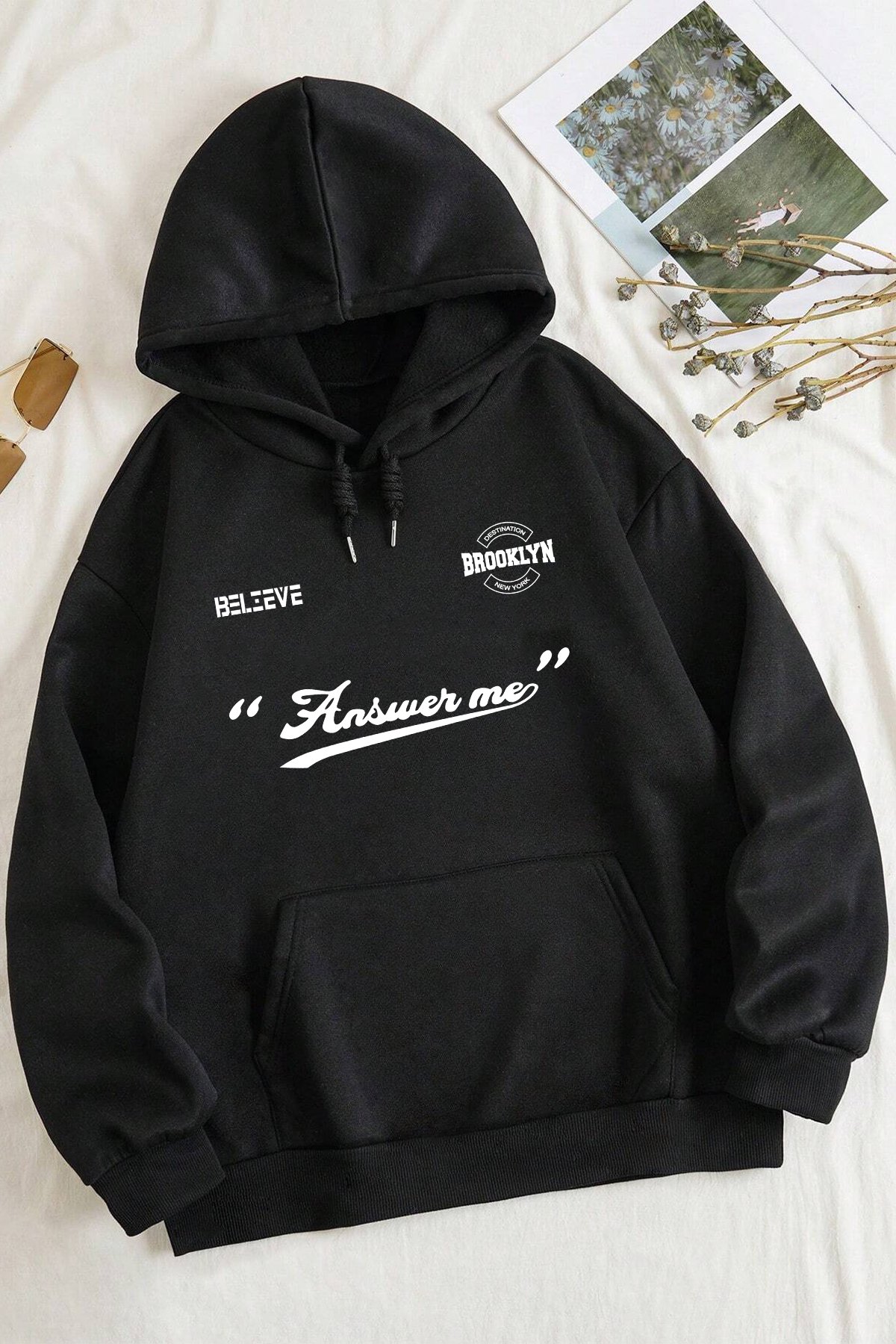 Answer me Baskılı Oversize Sweatshirt