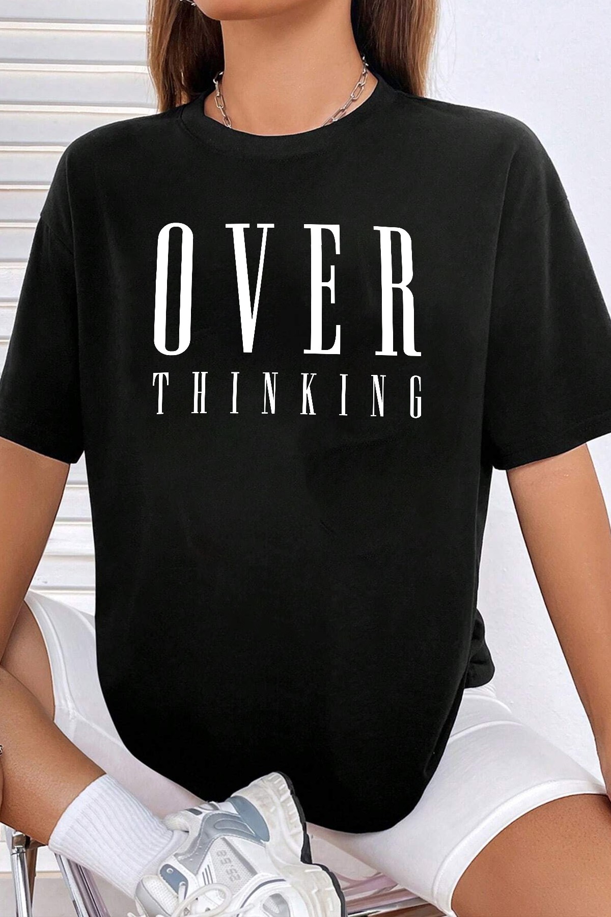 Unisex Over Thinking Baskılı Tasarım Tshirt