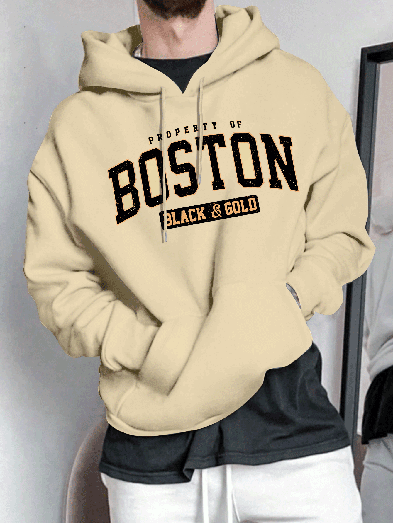 Unisex Boston Baskılı Oversize Sweatshirt