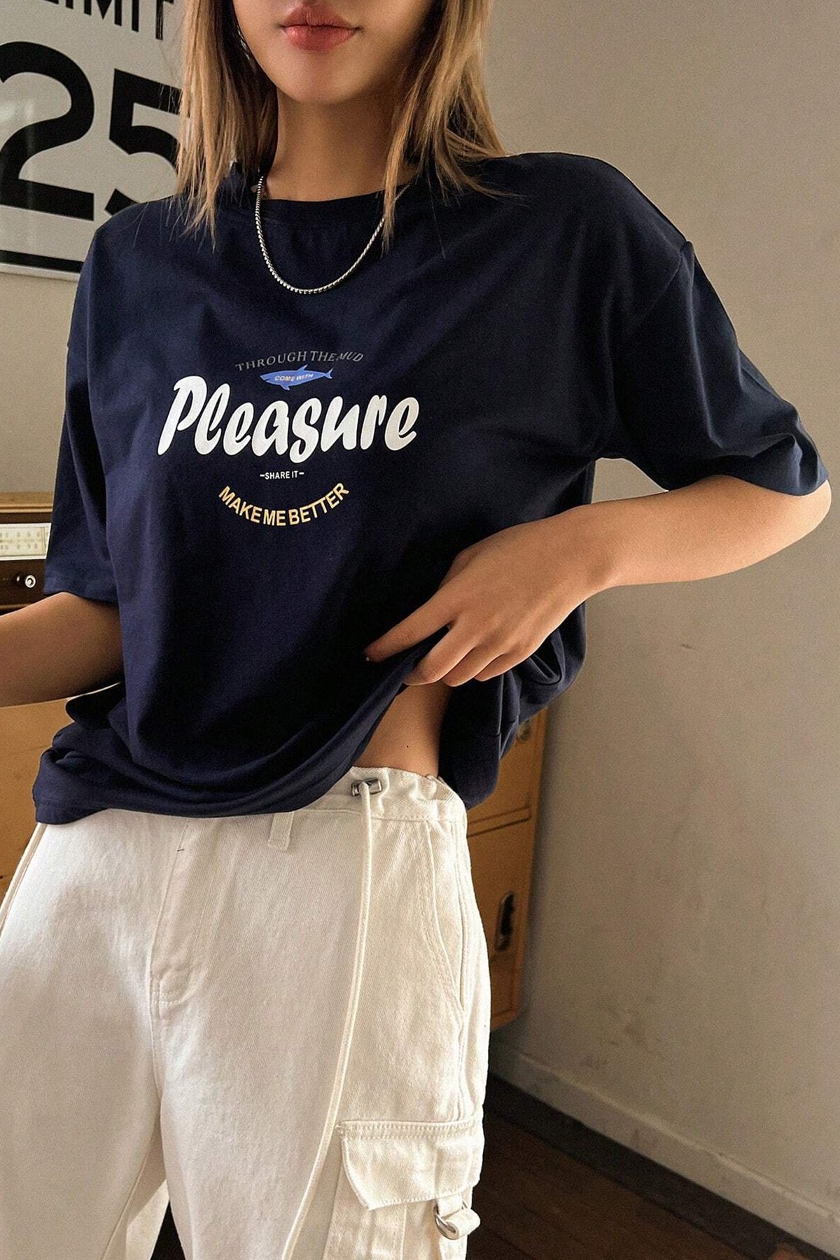 Unisex Pleasure Baskılı Oversize Tshirt