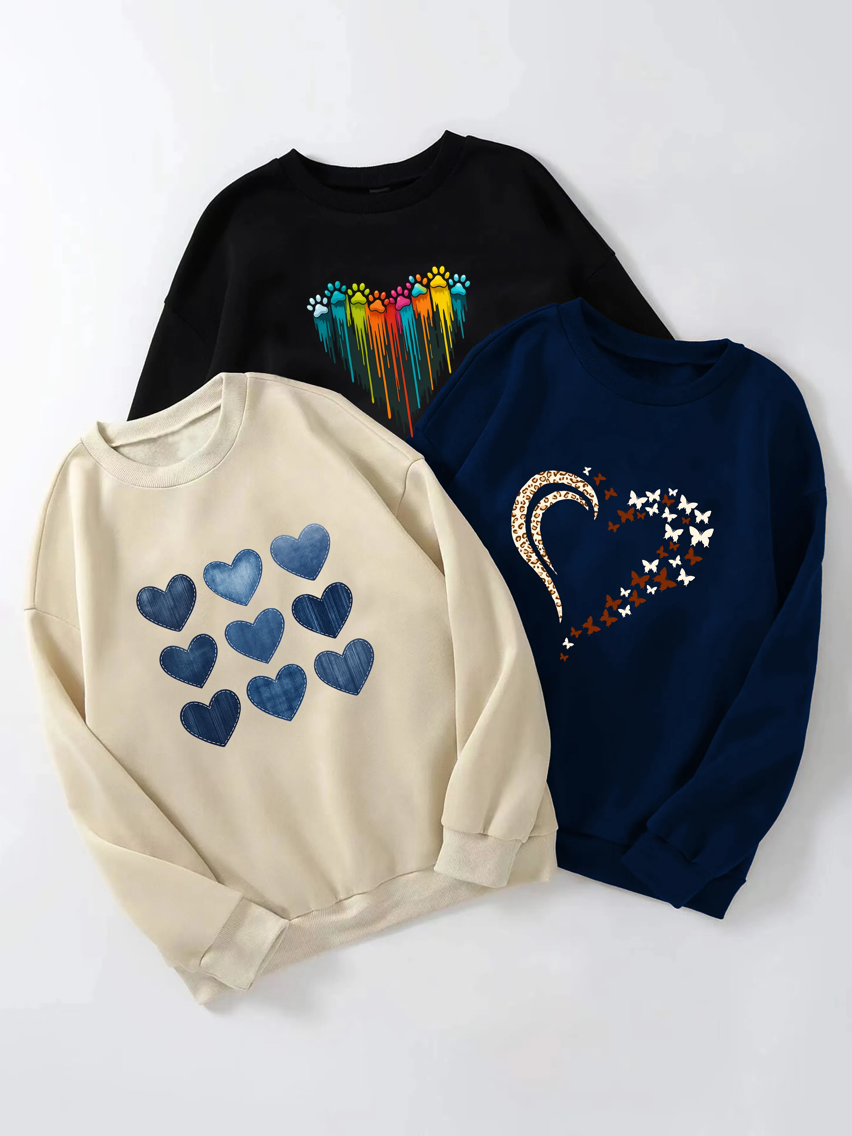 Çok Renkli Baskılı & Baskısız Sweatshirt 3'lü Fırsat Paketi