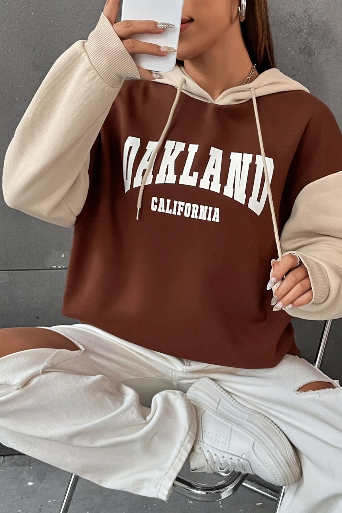 Unisex Oakland Baskılı Sweatshirt