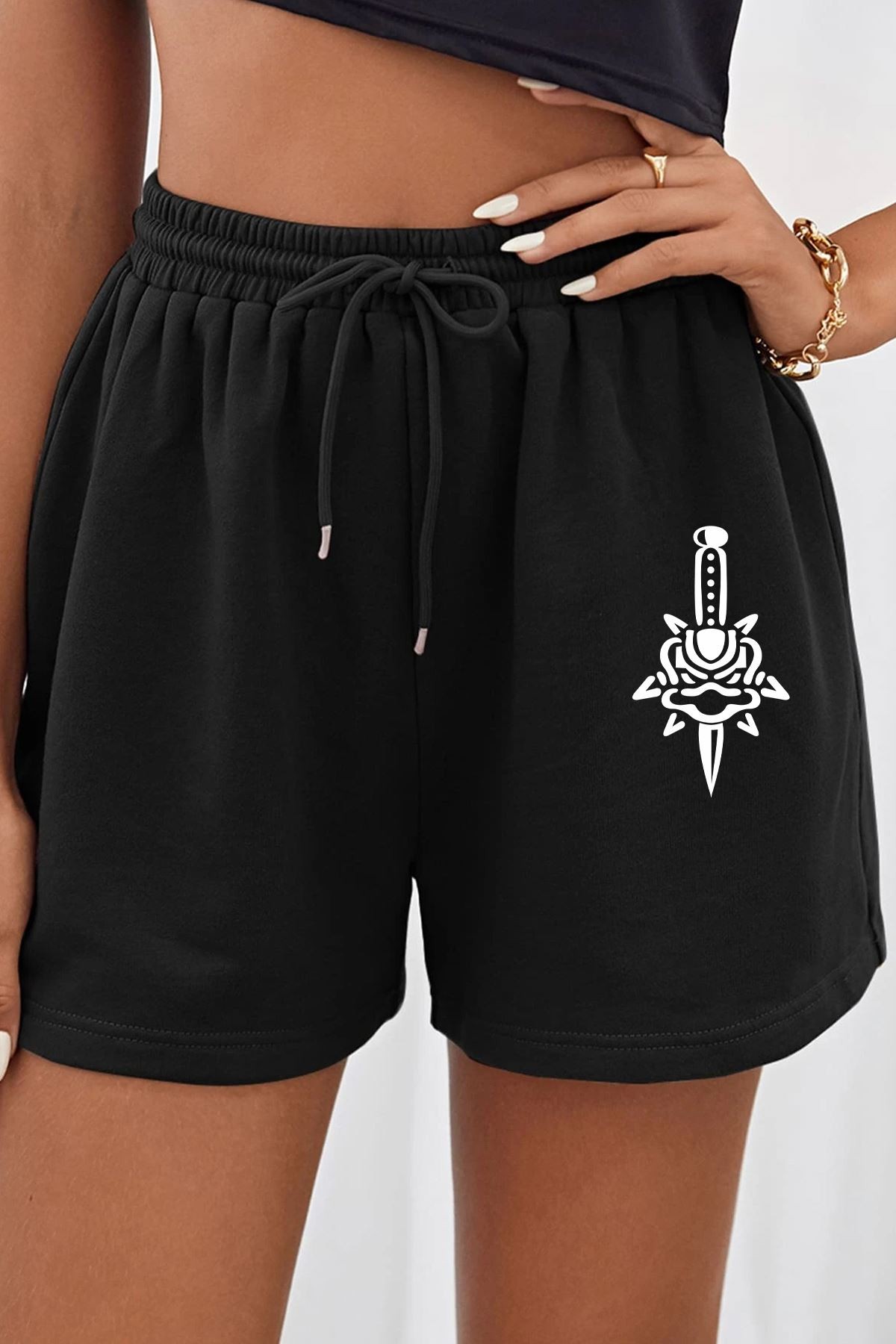 Tasarım Baskılı Pamuk Unisex Penye Short