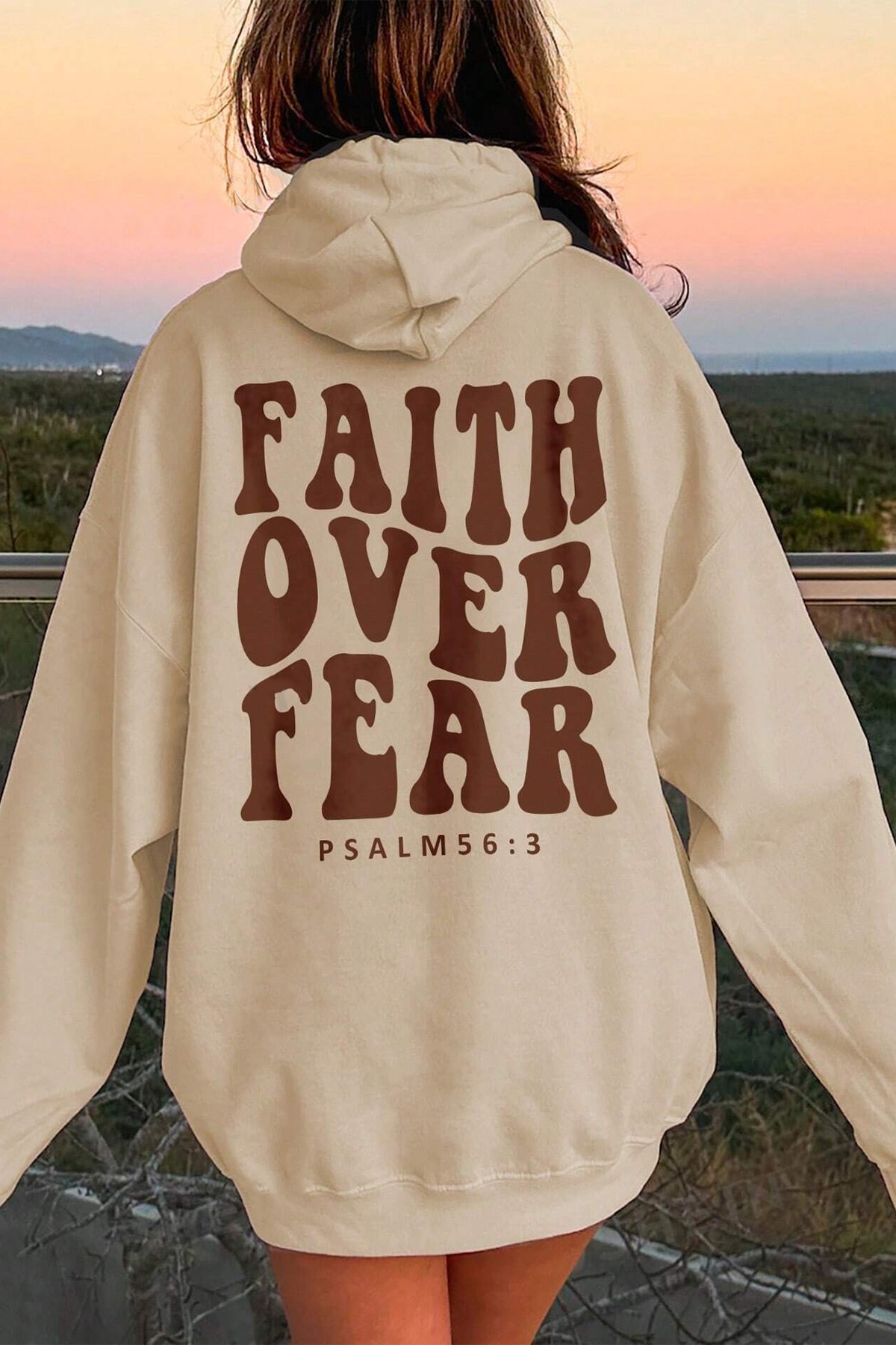 Faith Over Baskılı Oversize Sweatshirt