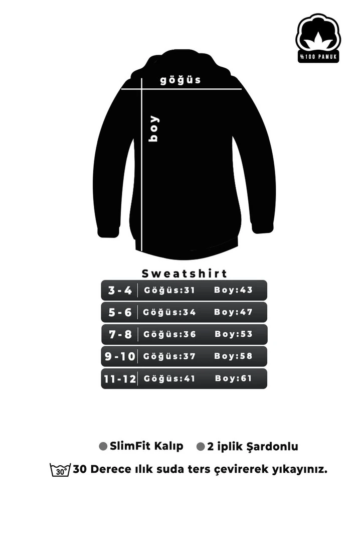 2'li Paket Baskılı Erkek - Kız Çocuk Rahat Kalıp Sweatshirt