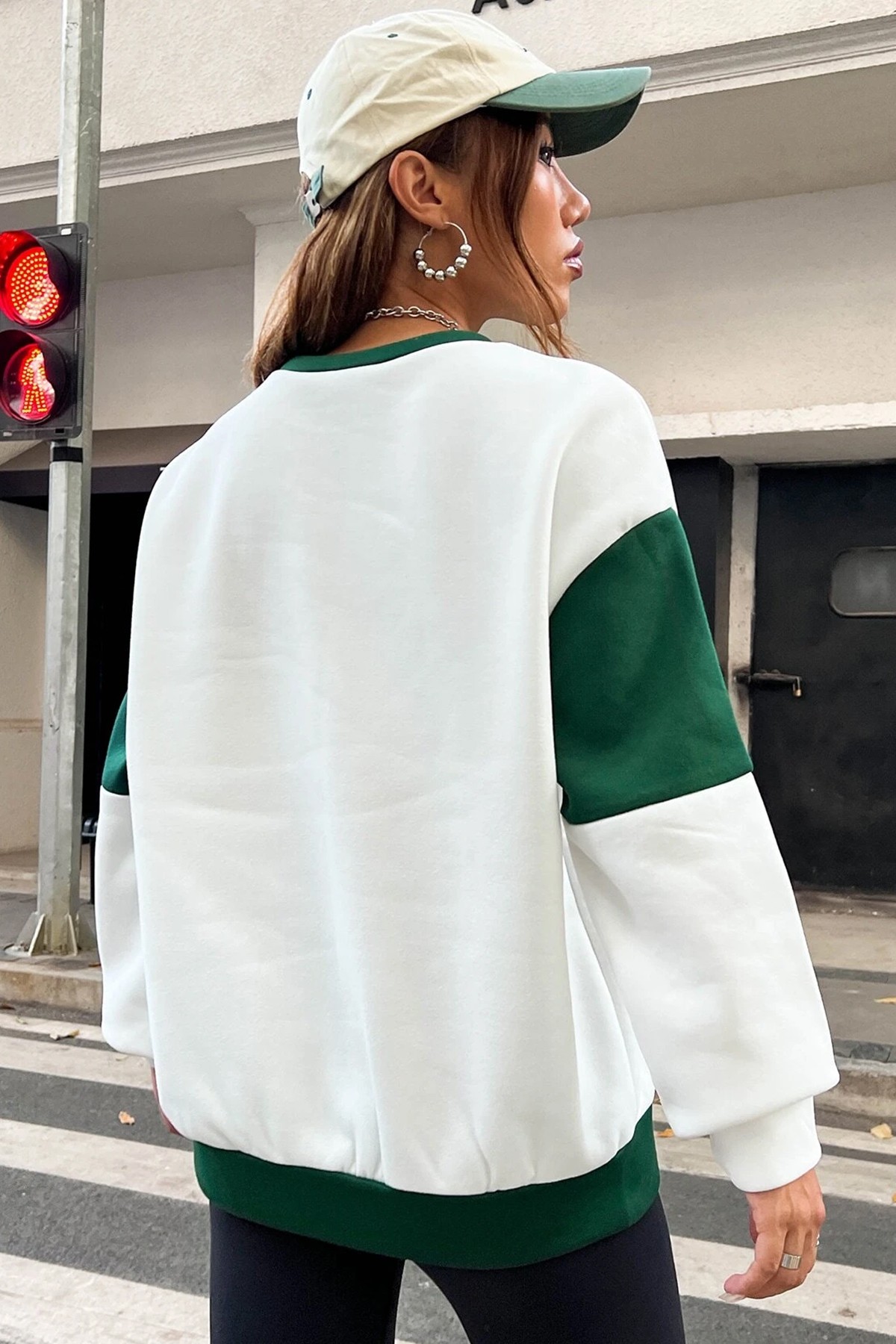 Houston Baskılı Kol Detaylı Oversize Sweatshirt