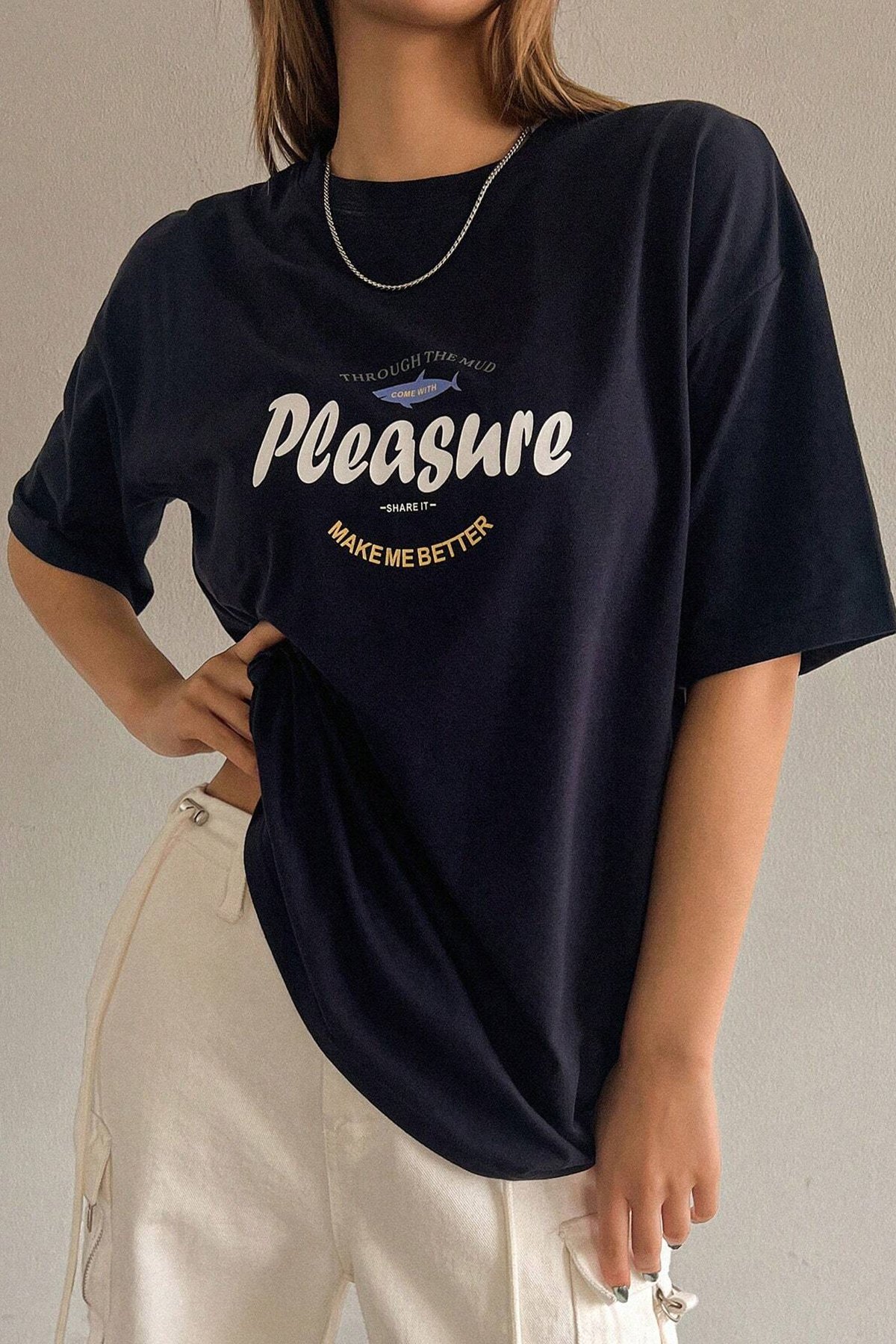 Unisex Pleasure Baskılı Oversize Tshirt