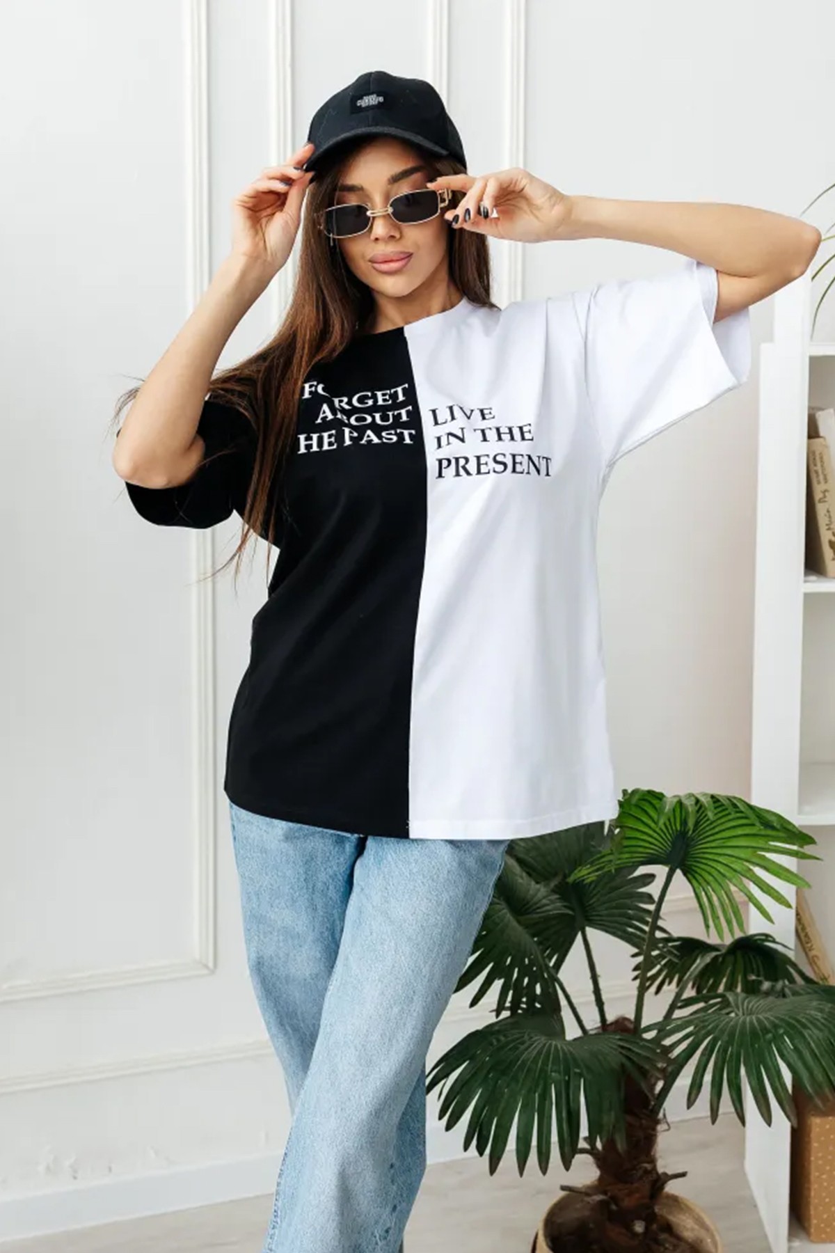 Unisex Forget Live Baskılı Oversize Tshirt