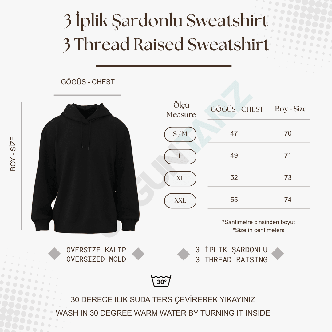 Unisex Yumuşak Dokulu Düz 3 İplik Oversize Sweatshirt – Sade ve Modern Görünüm