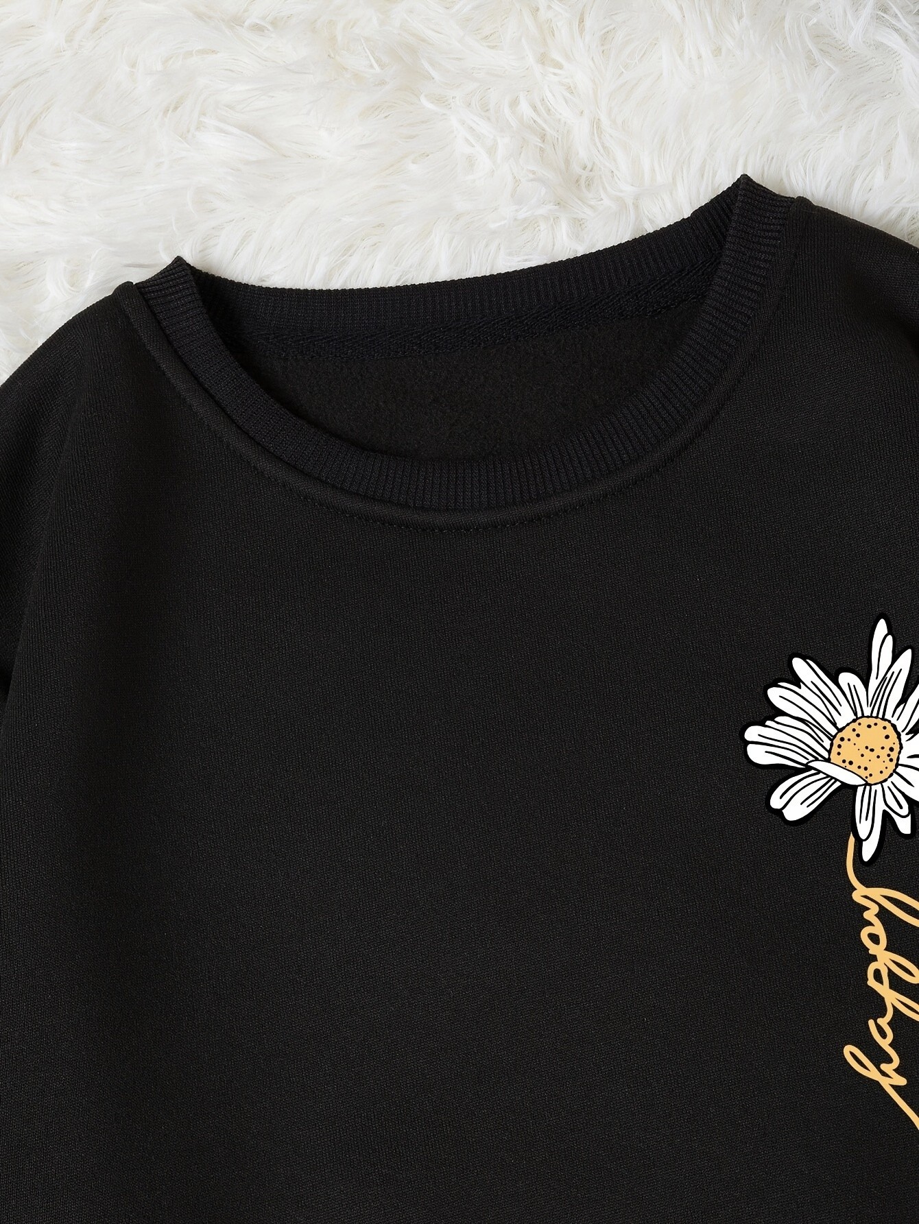 Unisex Papatya Baskılı Oversize Sweatshirt