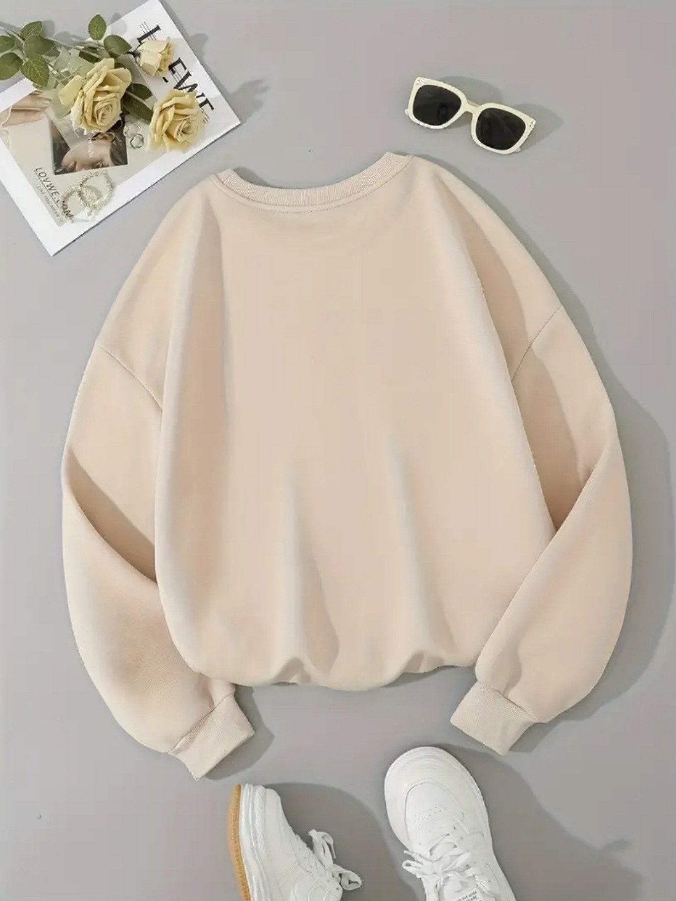 Unisex Sevimli Marshmallows Baskılı Oversize Sweatshirt