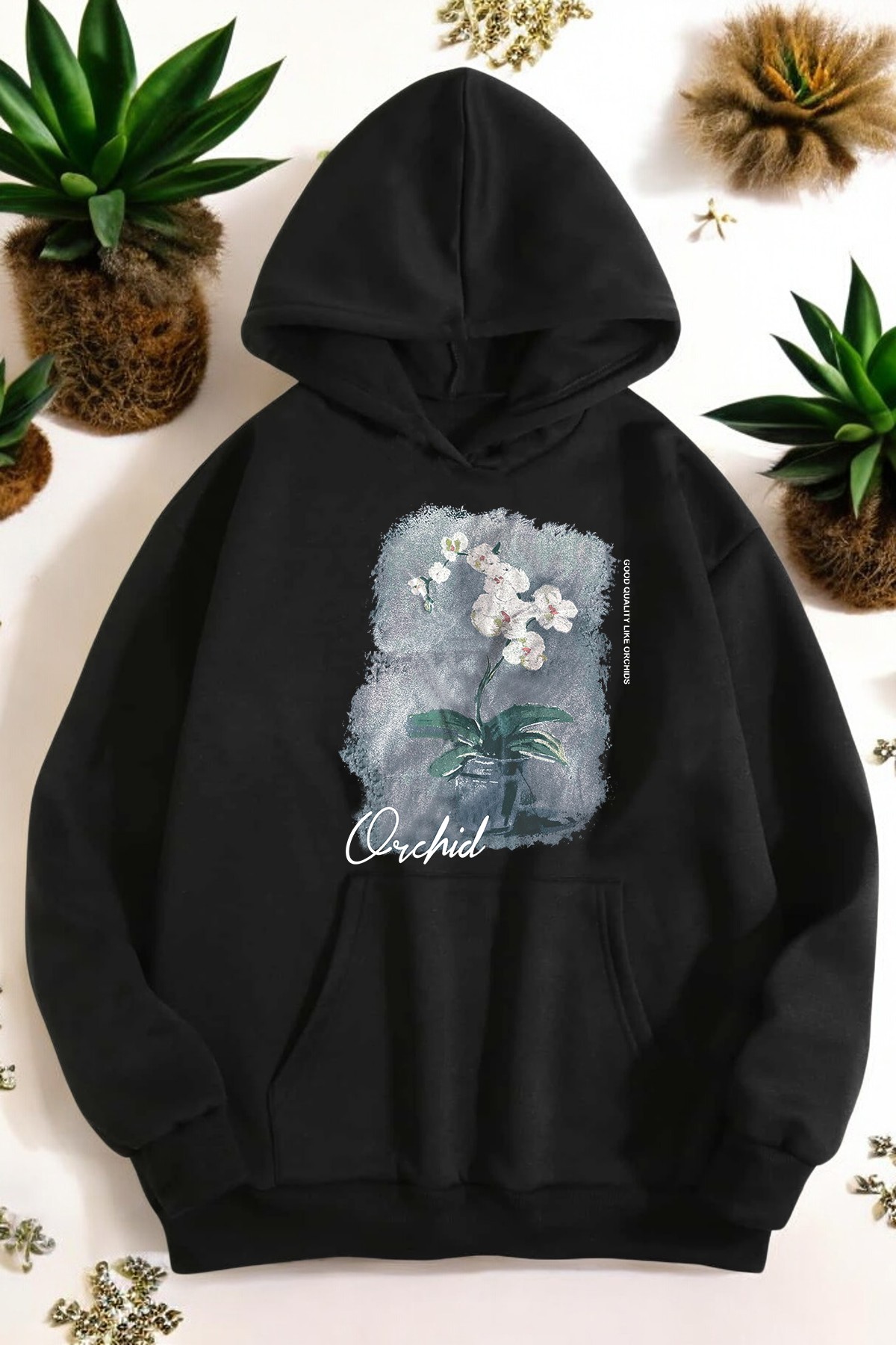 Orkide Tuval Baskılı Unisex Oversize Sweatshirt