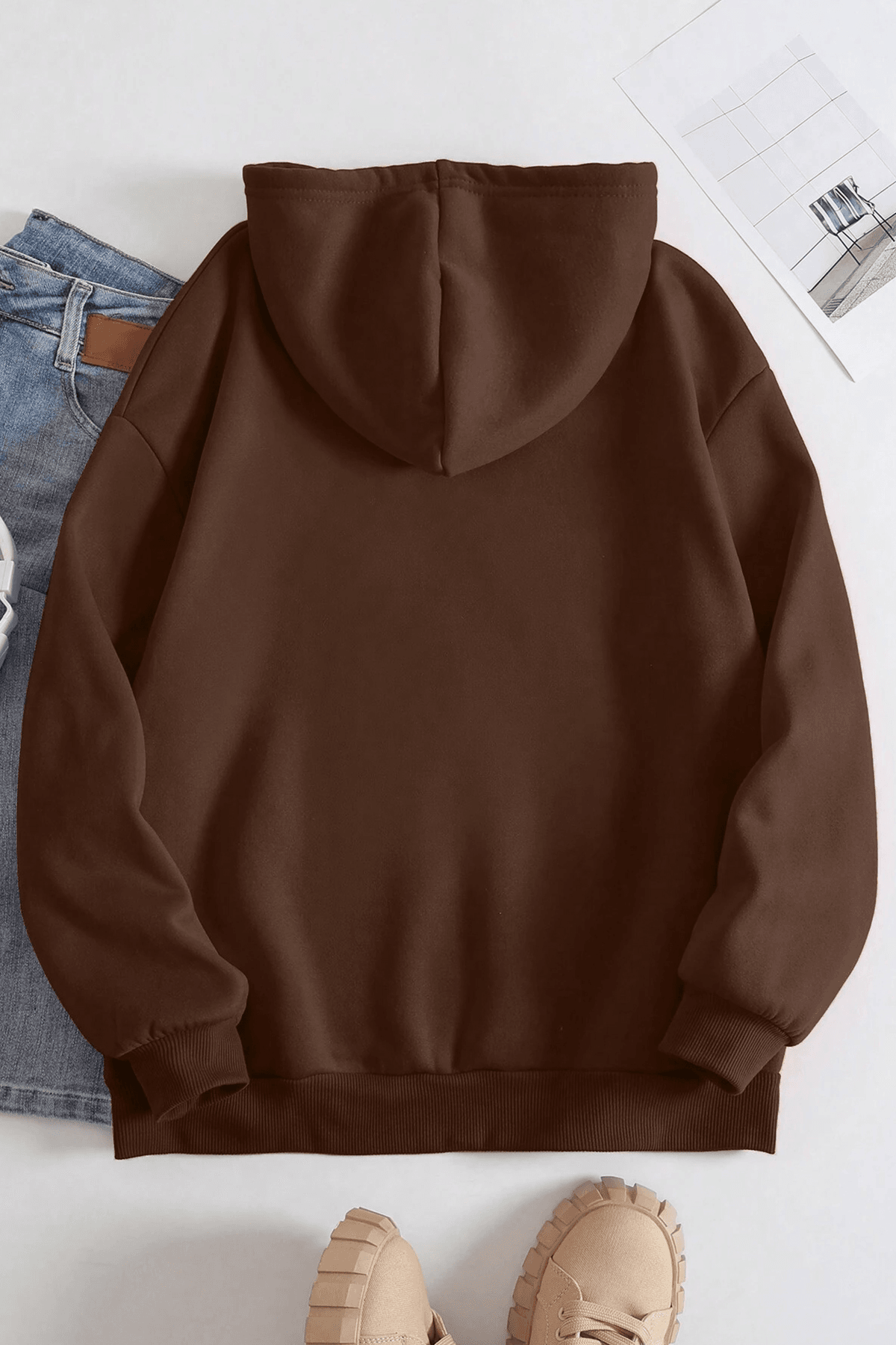 Unisex Portrait & Flower Baskılı Oversize Sweatshirt