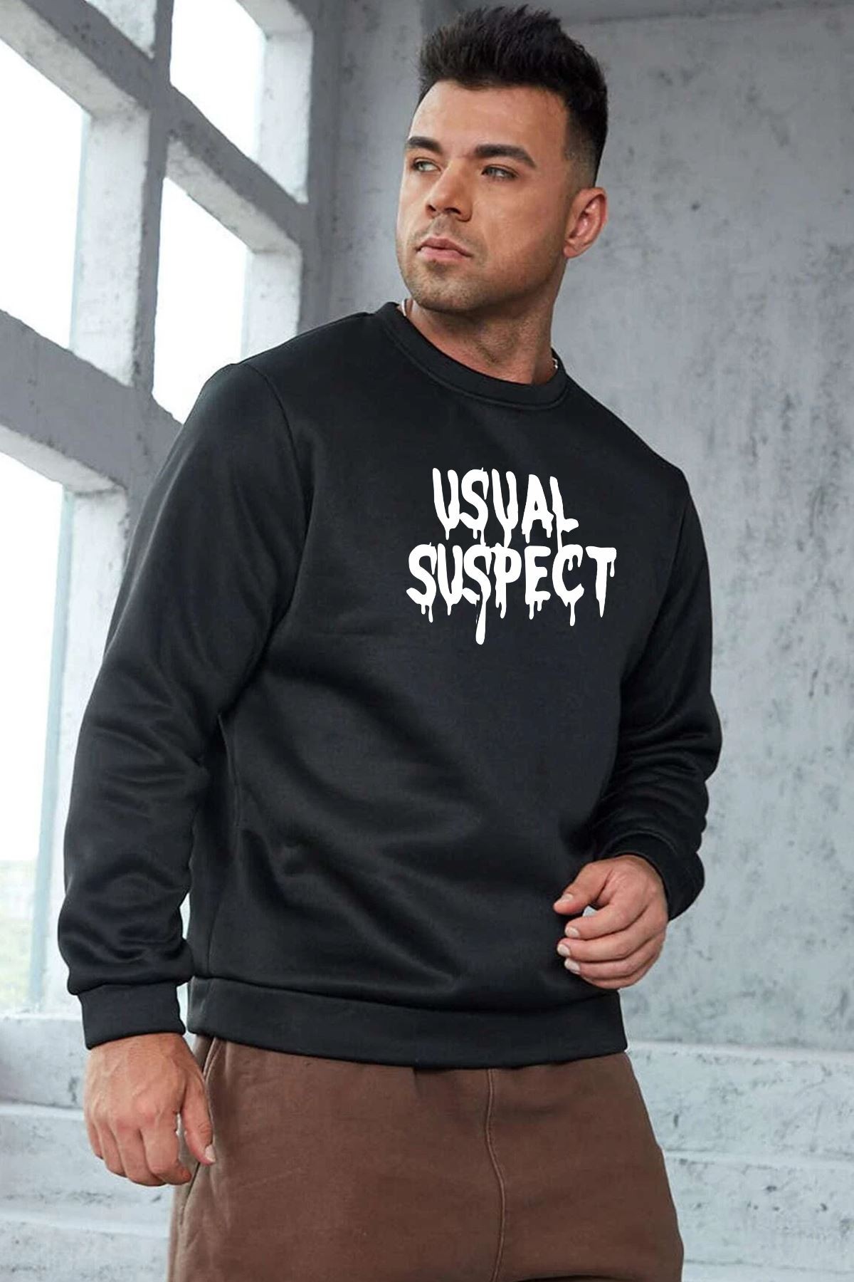 Unisex Usual Suspect Bisiklet Yaka Sweatshirt