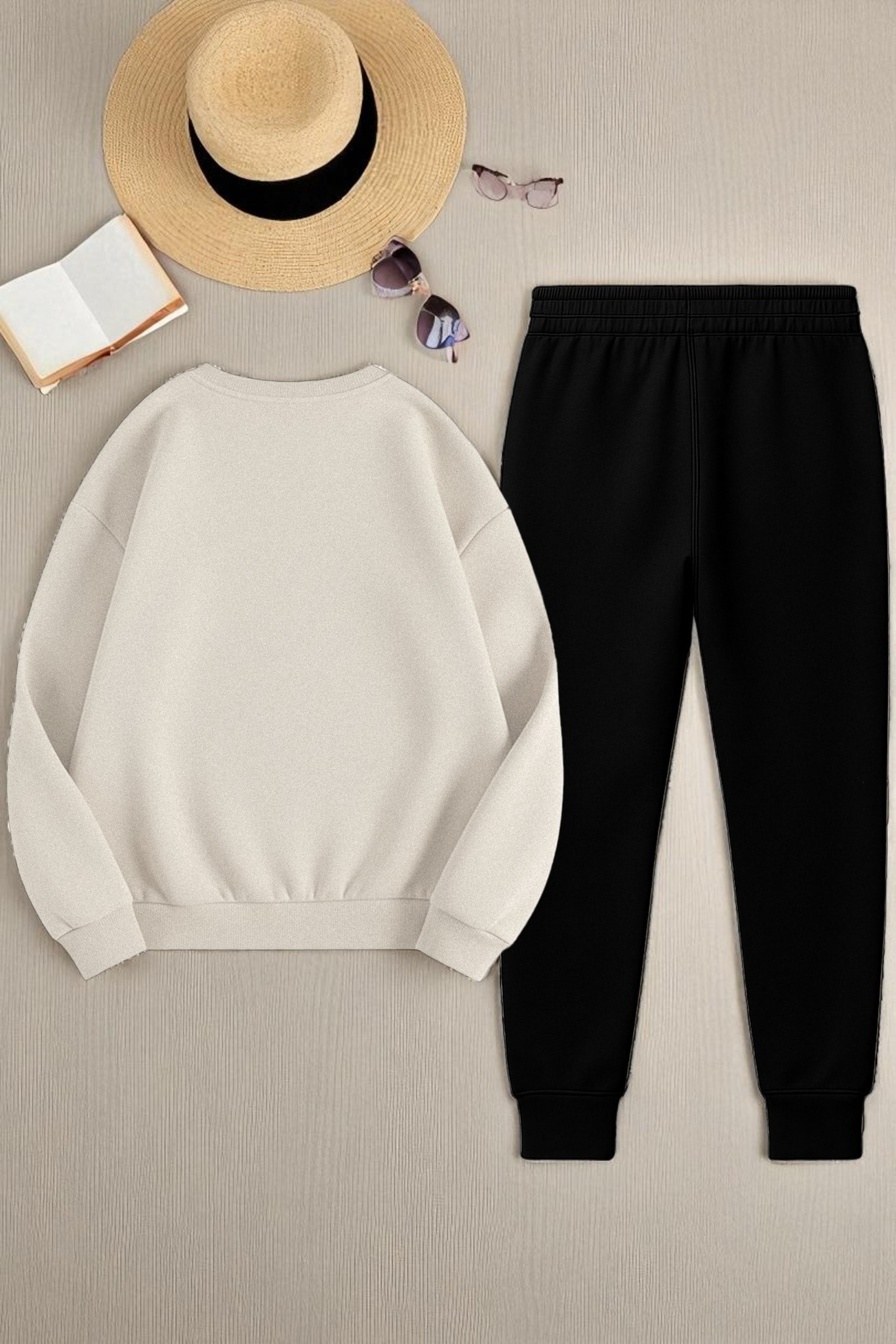 Unisex Los Angeles Baskılı Oversize Bisiklet Yaka Sweatshirt