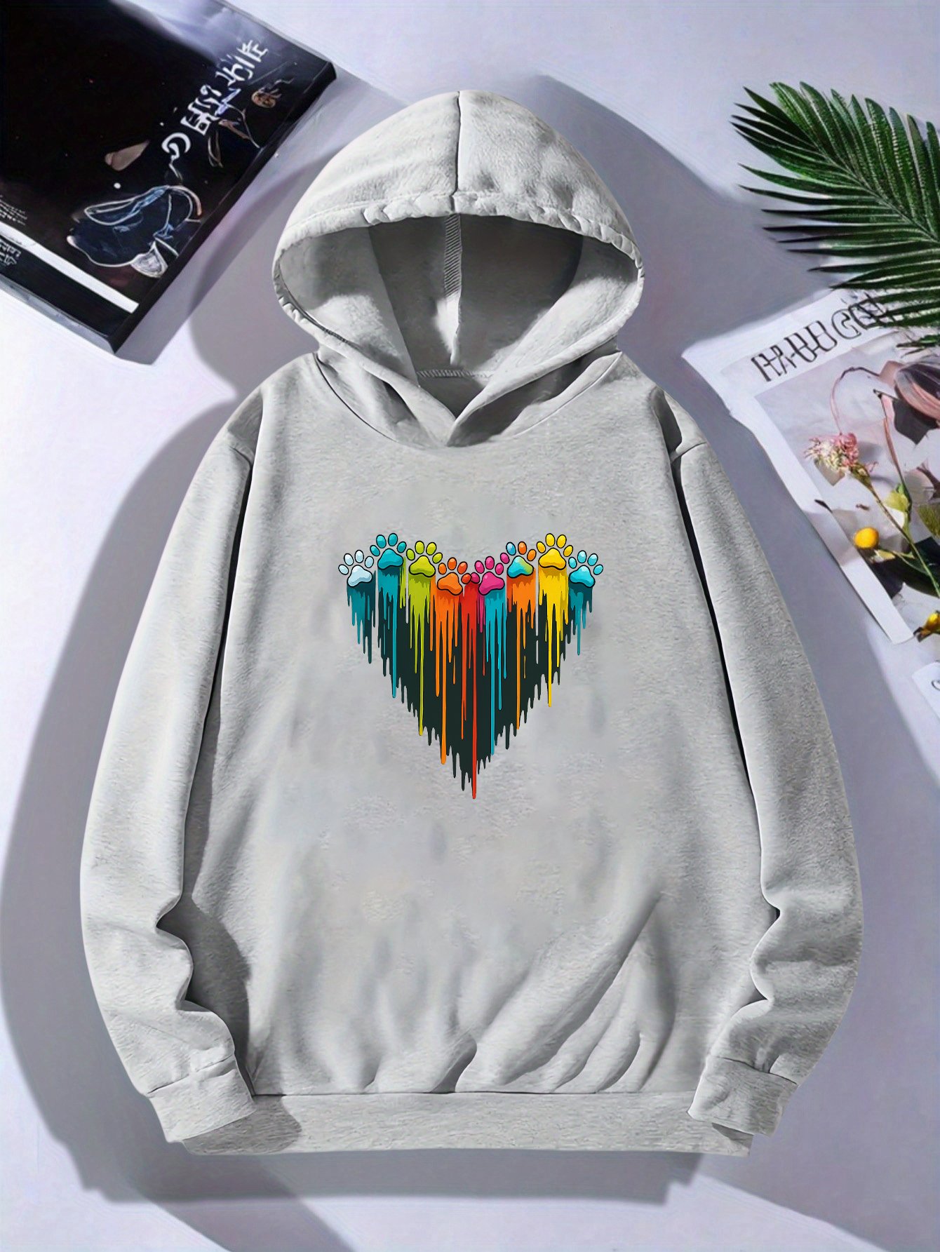 Unisex Sevimli Pati Kalp Baskılı Oversize Genel
