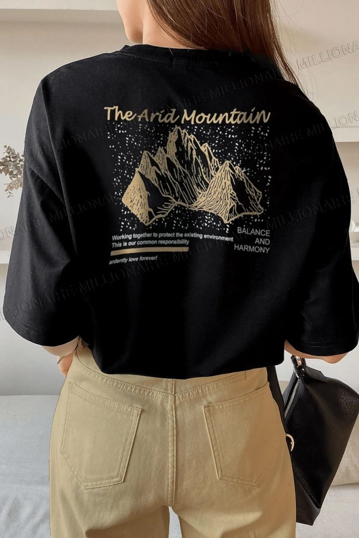 Unisex Arid Mountain Baskılı T-shirt