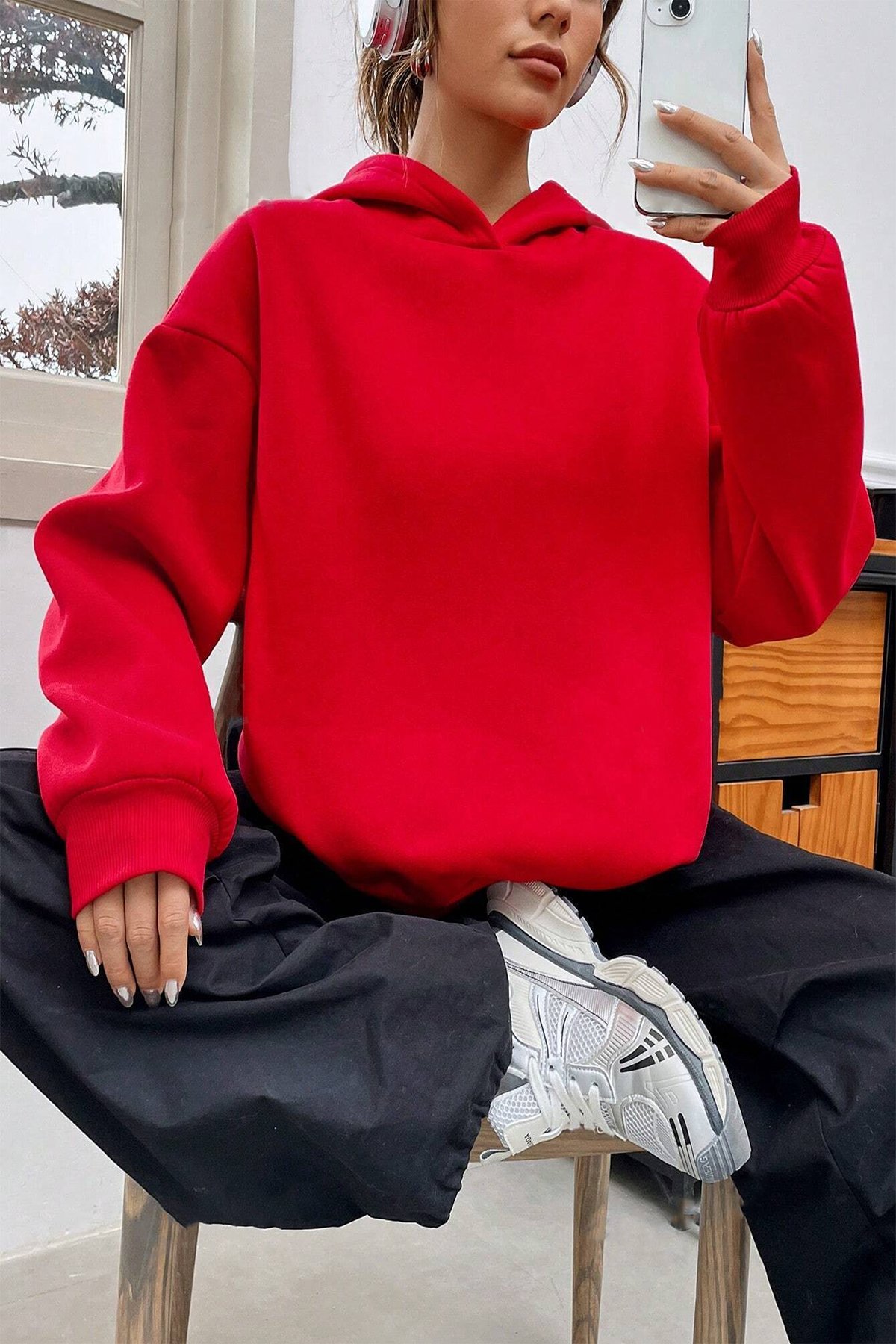 Scream Baskılı Oversize Sweatshirt