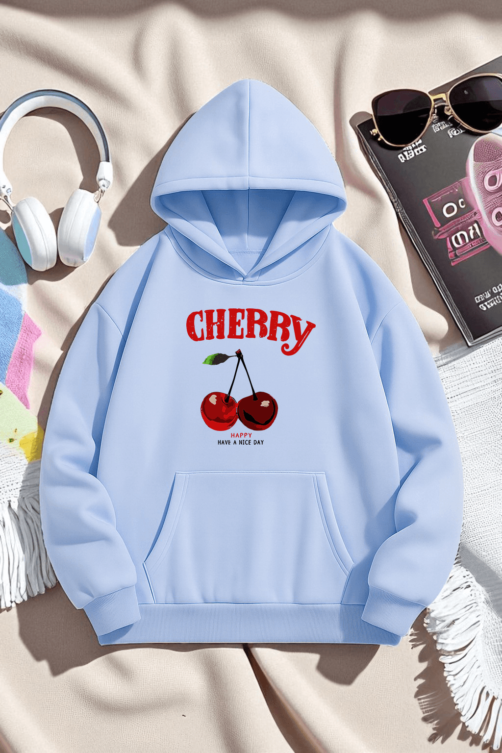 Unisex CHERRY Tasarım Basklı Sweatshirt