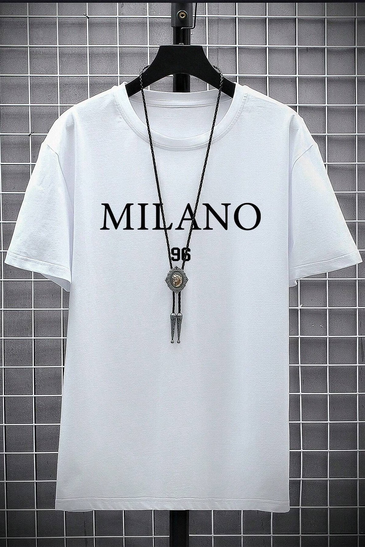 Erkek Milano Baskılı Oversize Tshirt