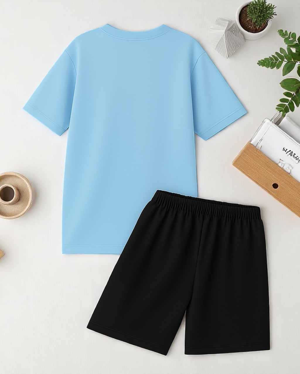 Unisex Boğa Baskılı Tasarım Şort Takım